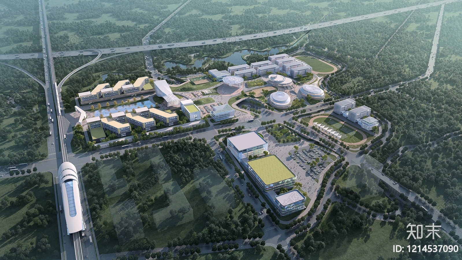 现代主义鸟瞰规划3D模型下载【ID:1214537090】