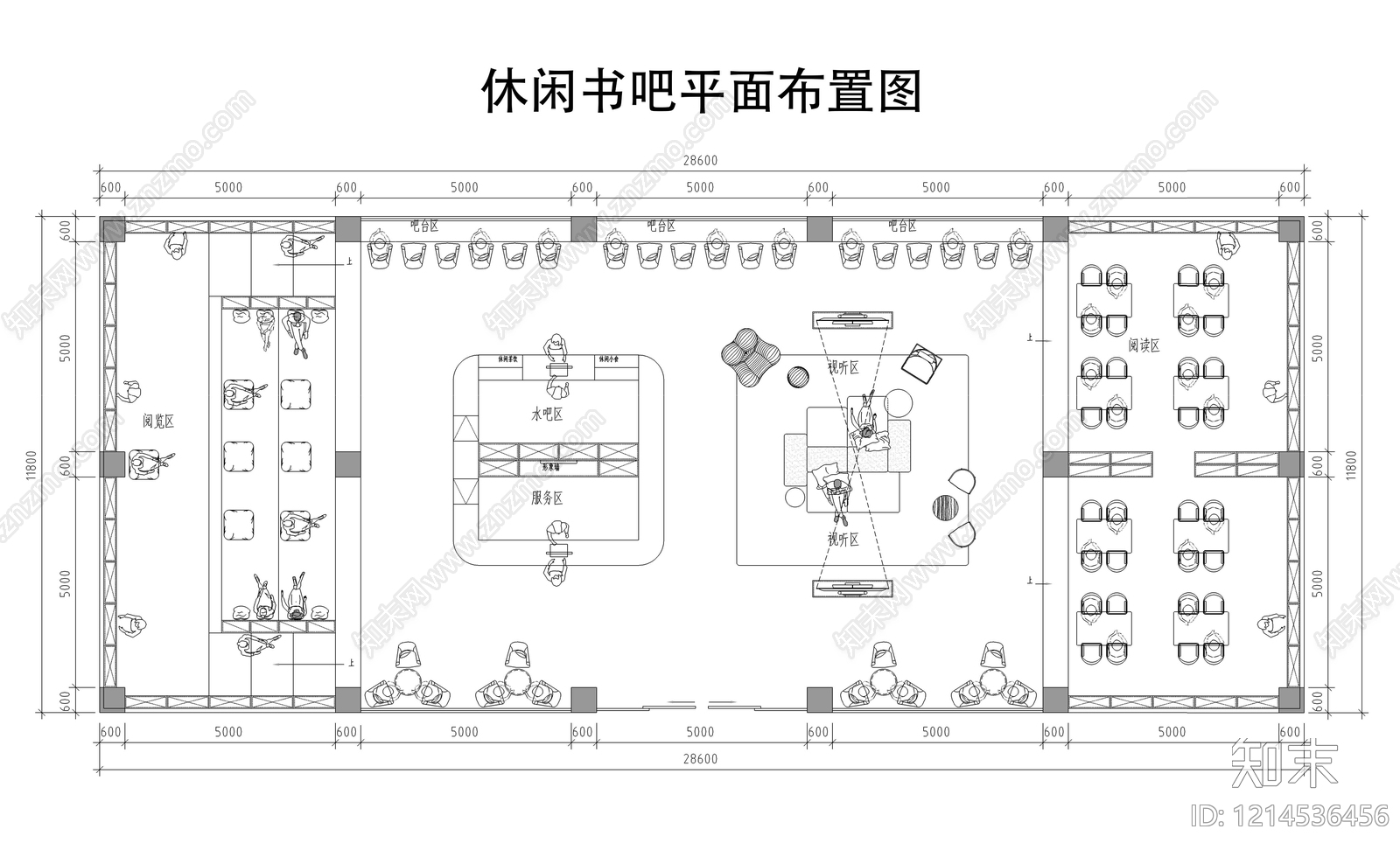 现代书店cad施工图下载【ID:1214536456】