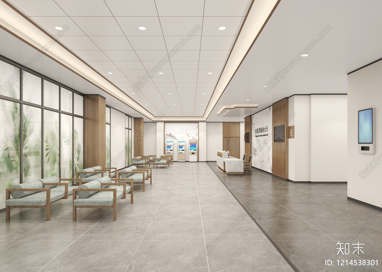 新中式医院大厅3D模型下载【ID:1214538301】