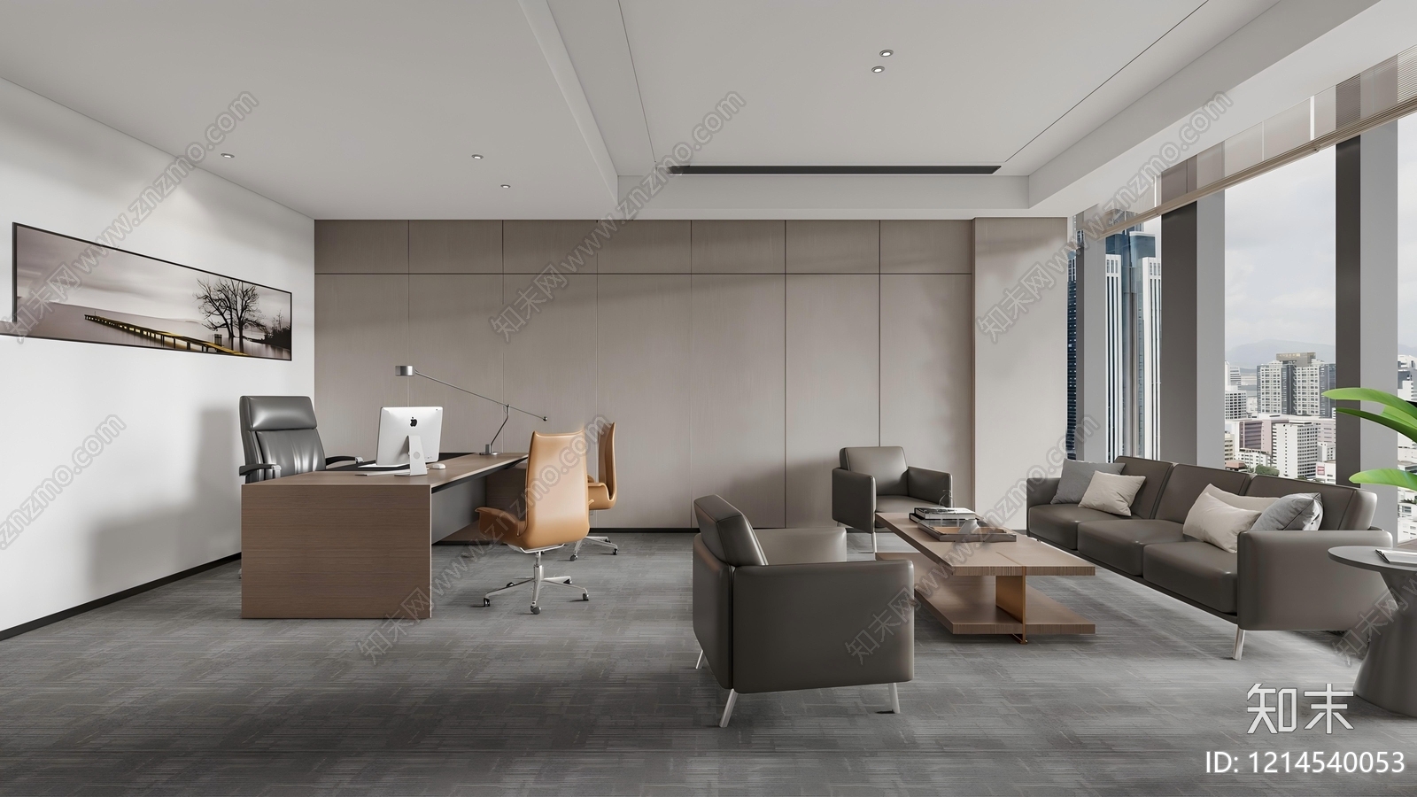 现代简约经理办公室SU模型下载【ID:1214540053】