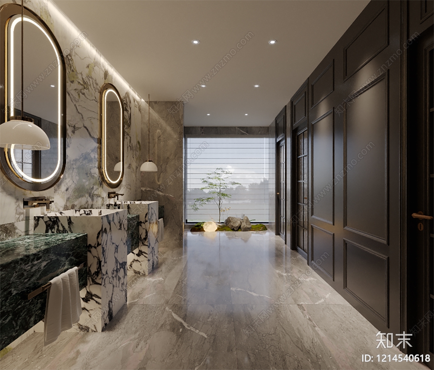 新中式酒店卫生间3D模型下载【ID:1214540618】