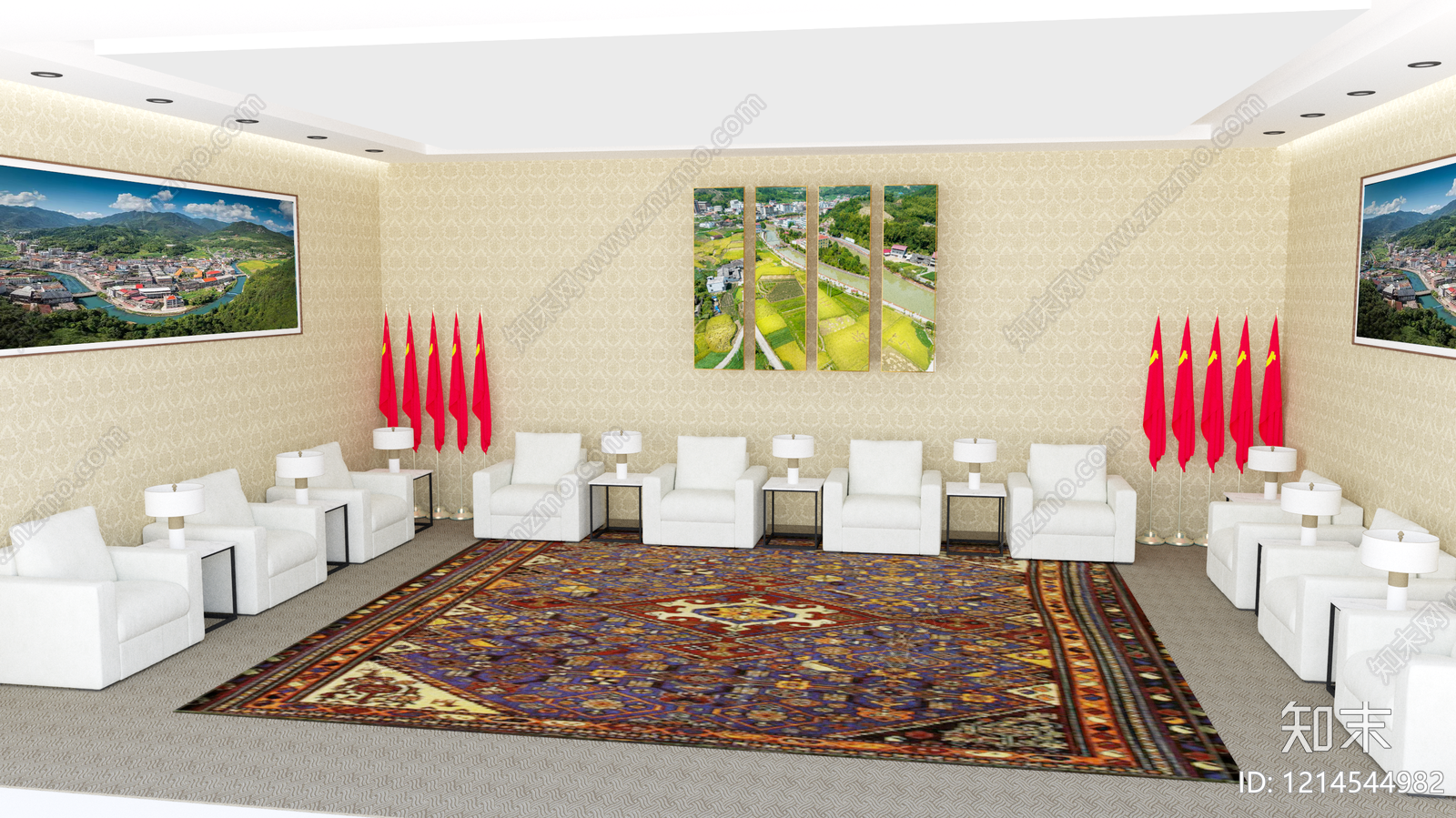 新中式接待室SU模型下载【ID:1214544982】