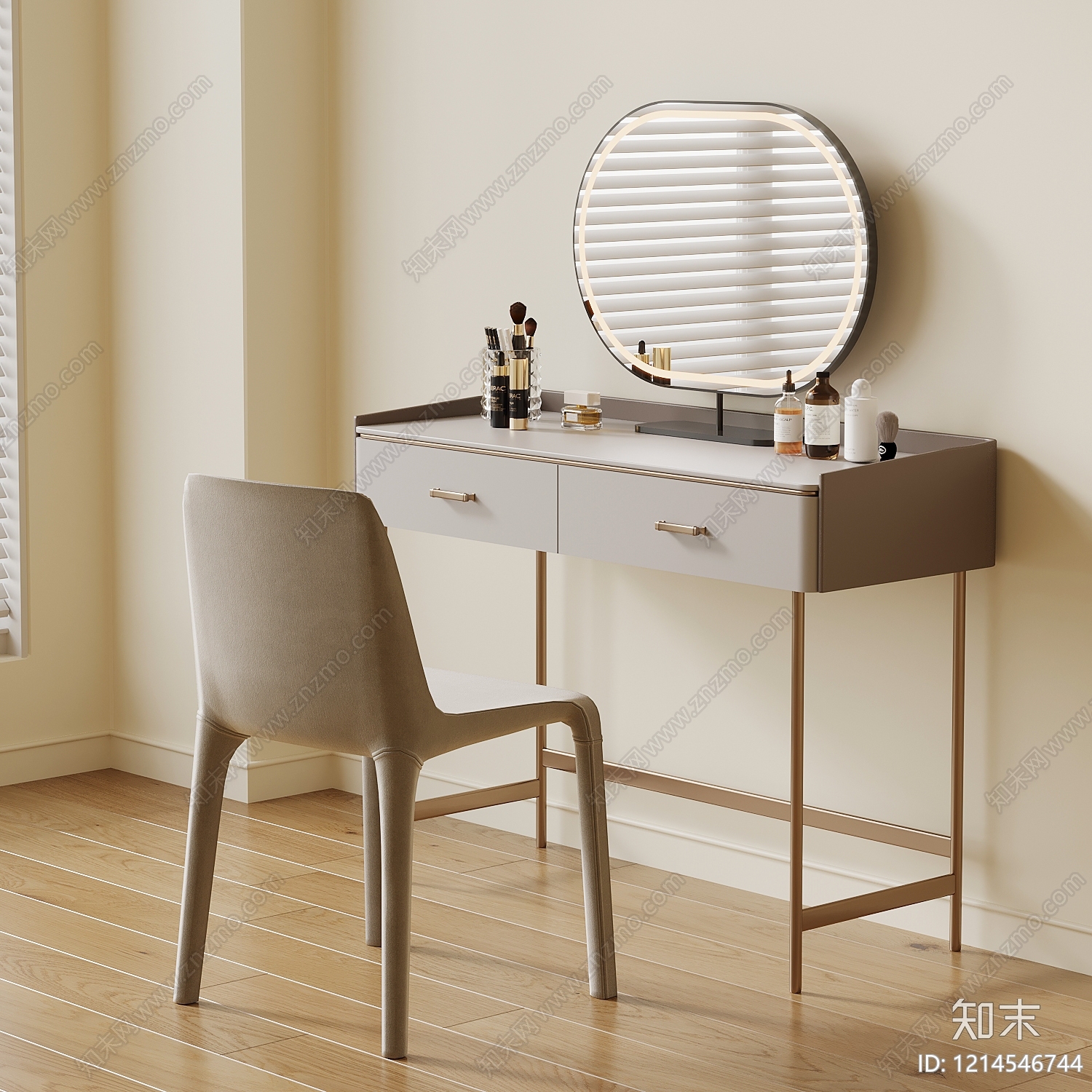 奶油风梳妆台SU模型下载【ID:1214546744】