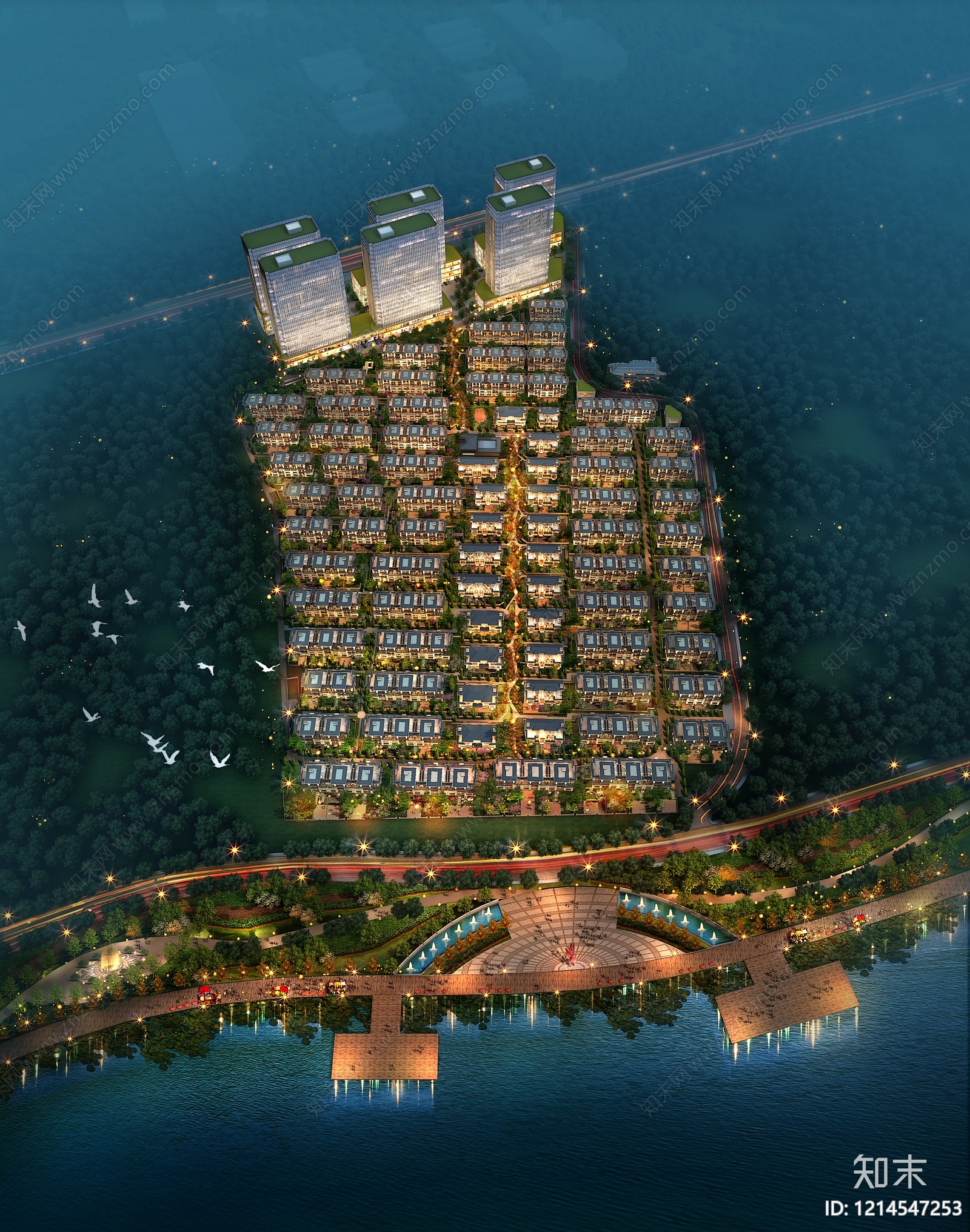 新中式鸟瞰规划3D模型下载【ID:1214547253】