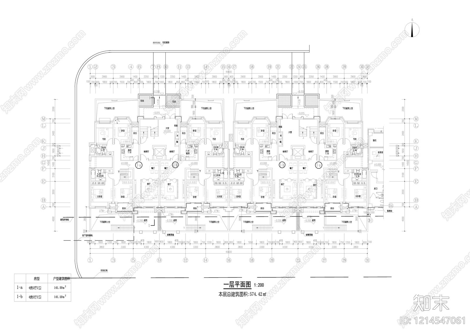 欧式住宅楼建筑cad施工图下载【ID:1214547061】