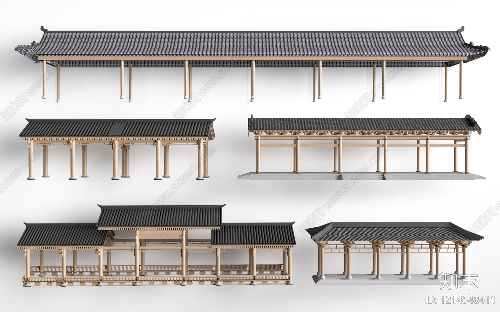 新中式连廊SU模型下载【ID:1214548411】