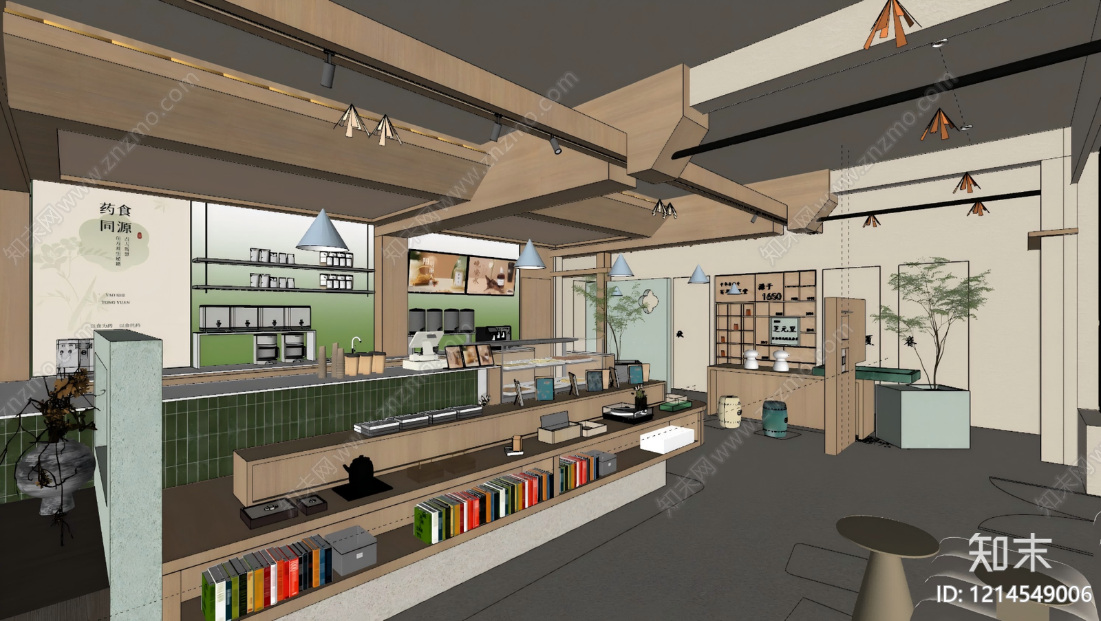 新中式奶茶店SU模型下载【ID:1214549006】