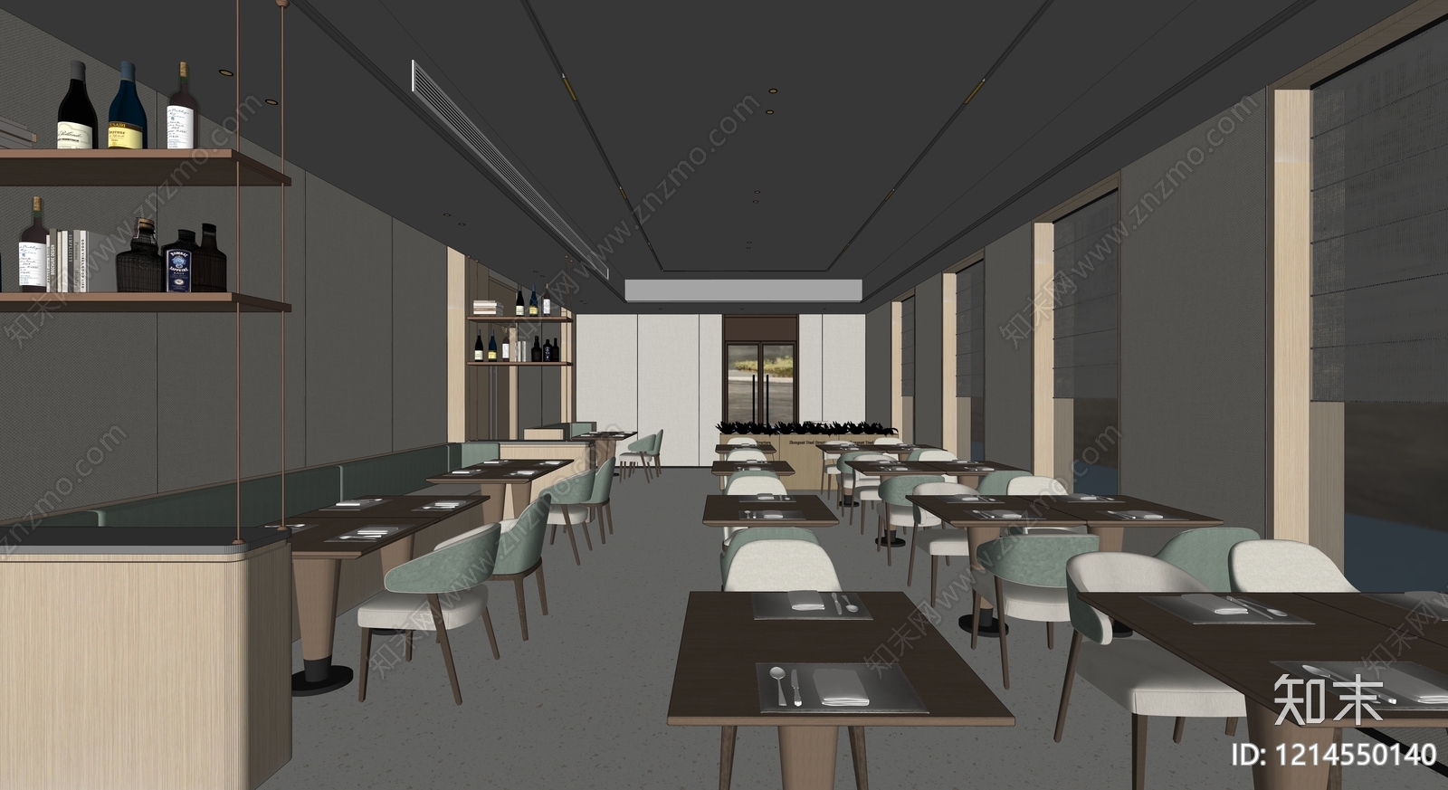 现代酒店餐厅SU模型下载【ID:1214550140】