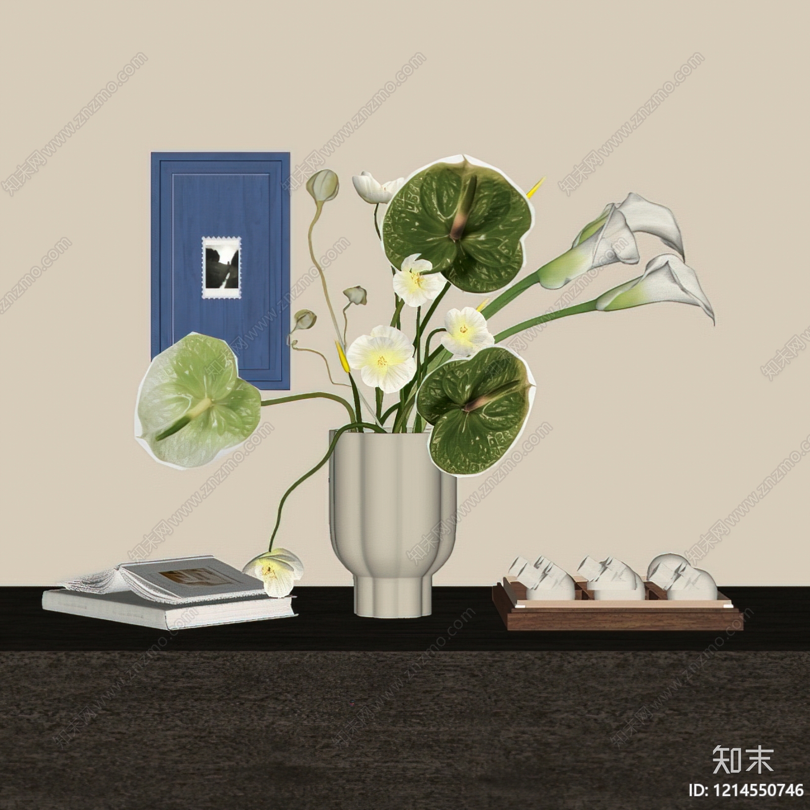 奶油风花艺SU模型下载【ID:1214550746】