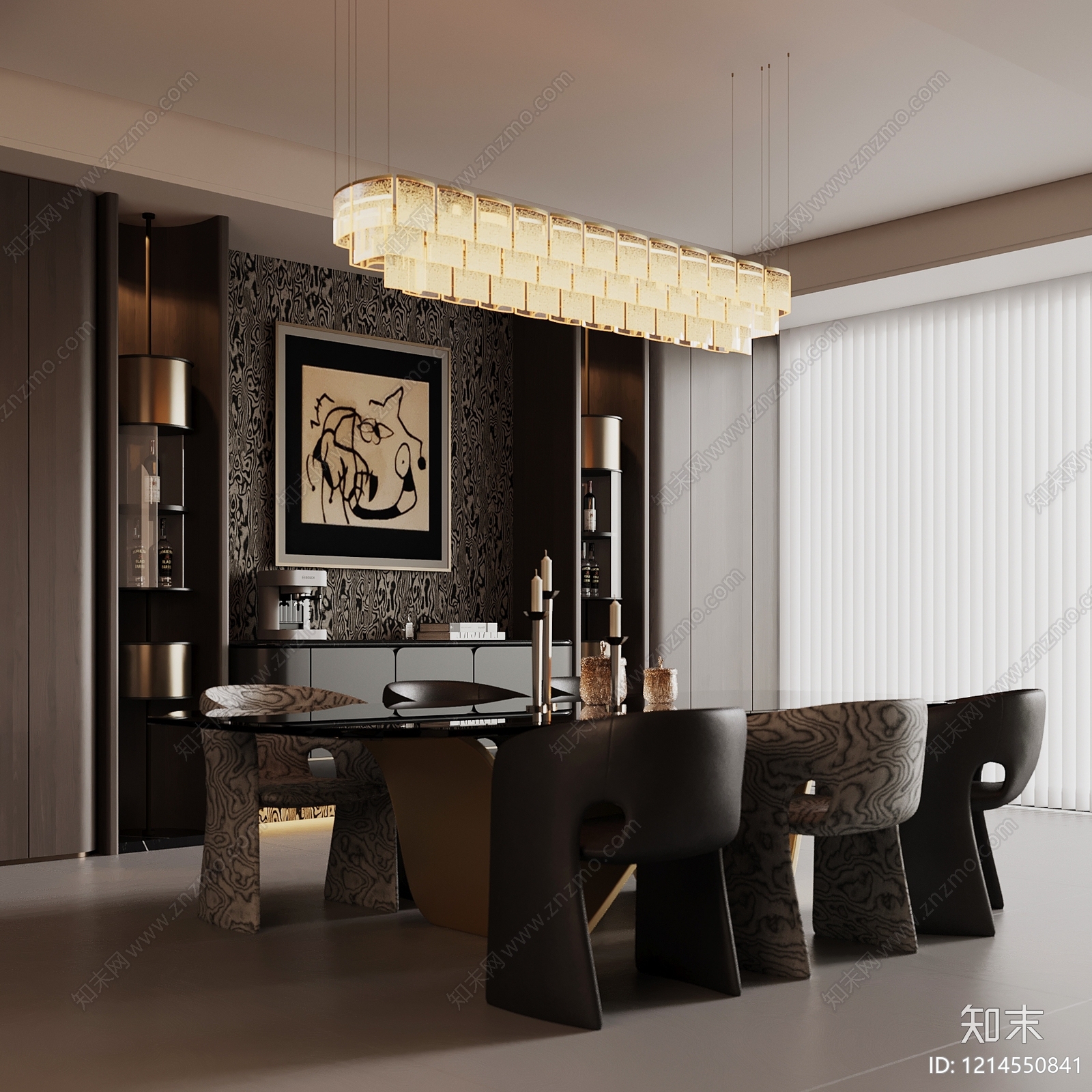 意式轻奢家居餐厅3D模型下载【ID:1214550841】