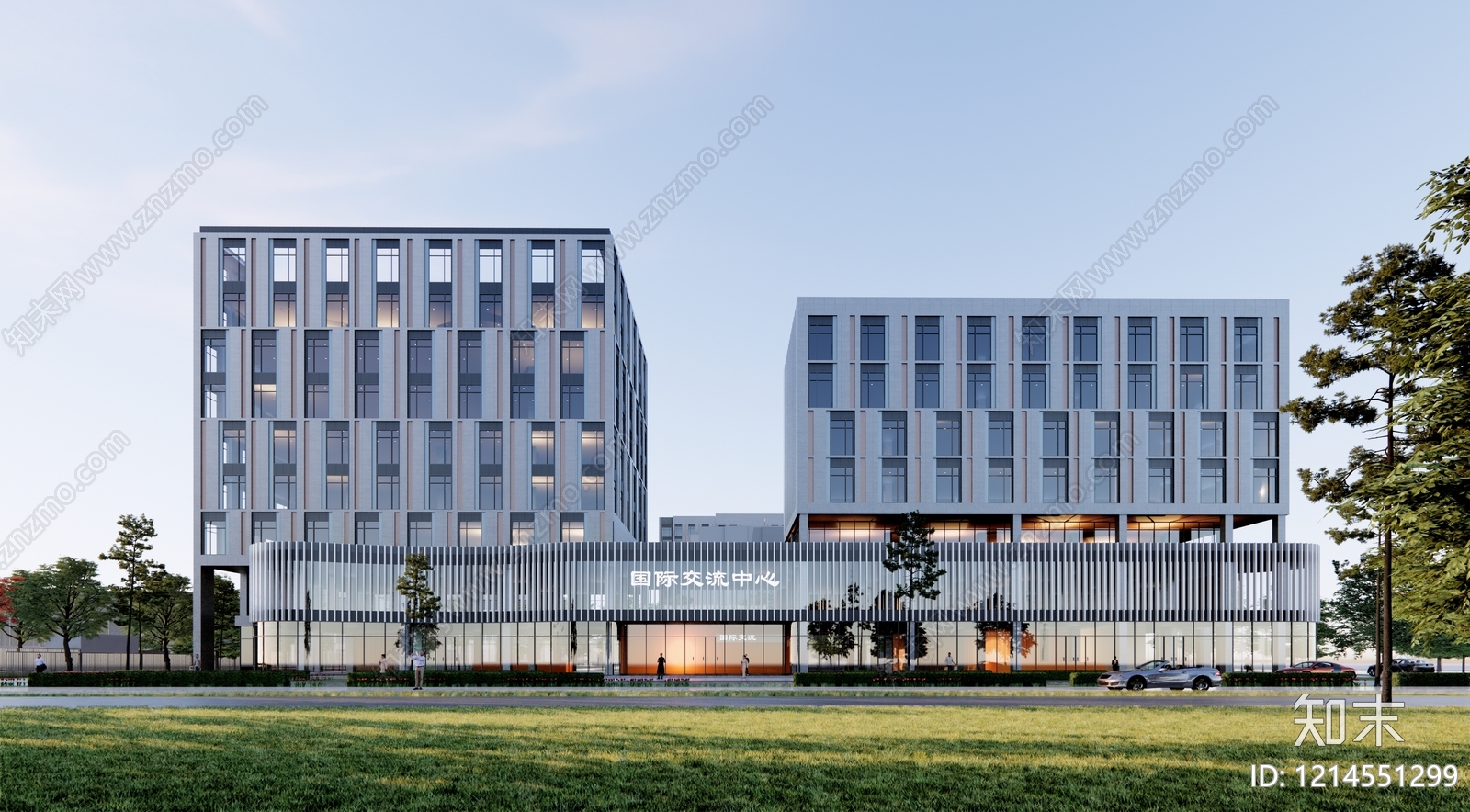 现代主义学校建筑SU模型下载【ID:1214551299】