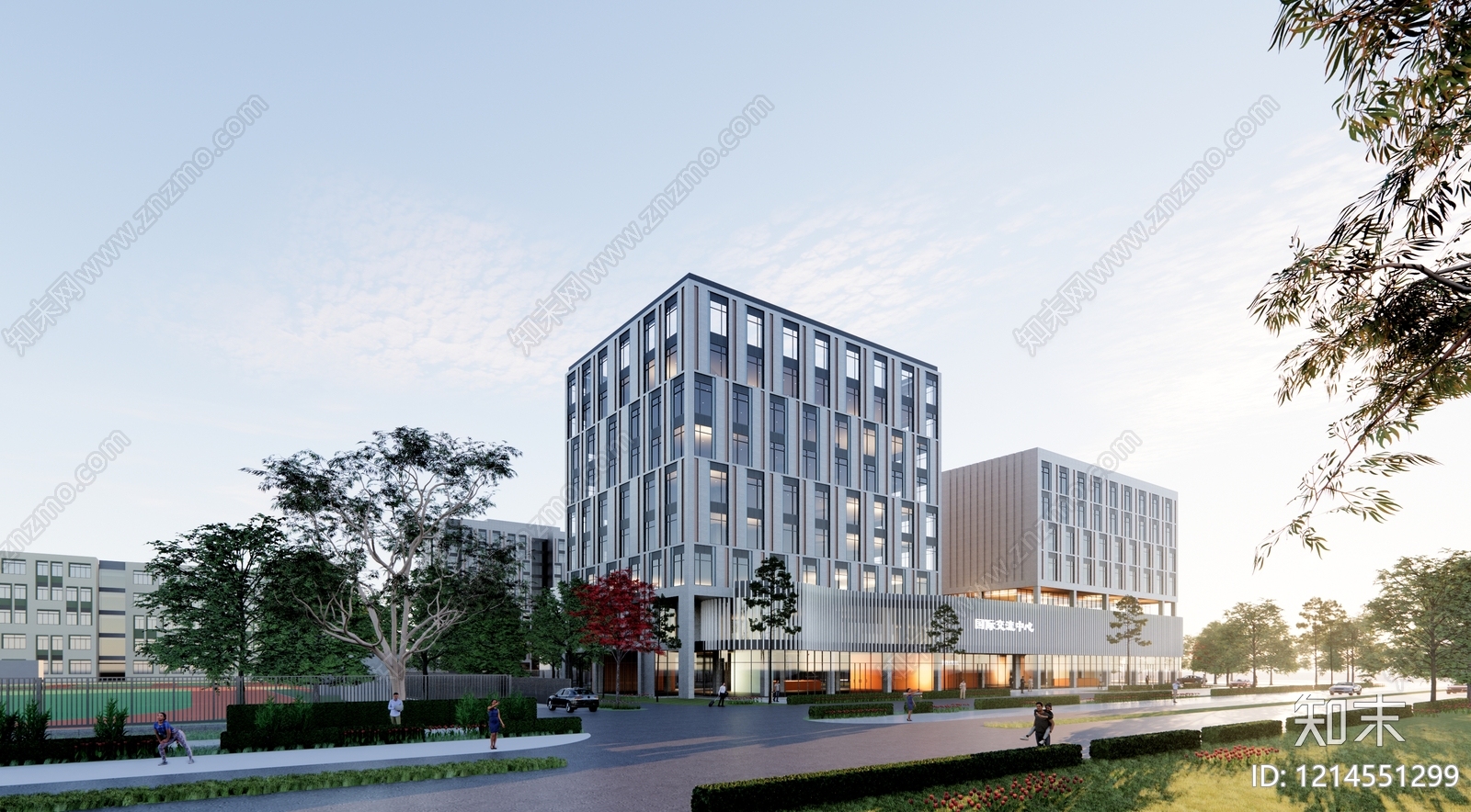 现代主义学校建筑SU模型下载【ID:1214551299】