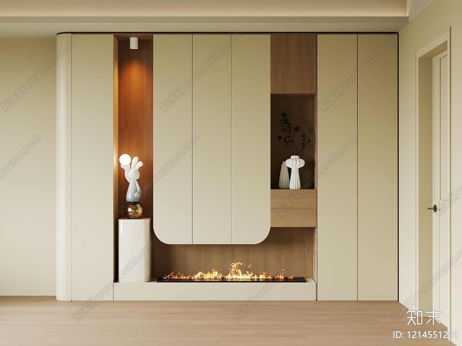 奶油风鞋柜SU模型下载【ID:1214551291】