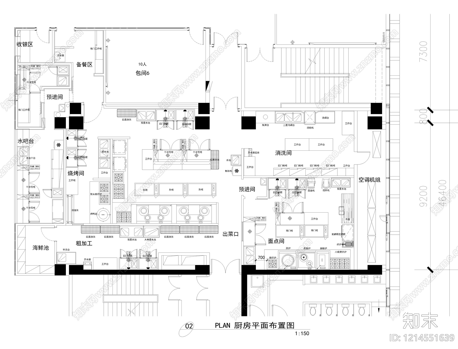 现代后厨施工图下载【ID:1214551639】