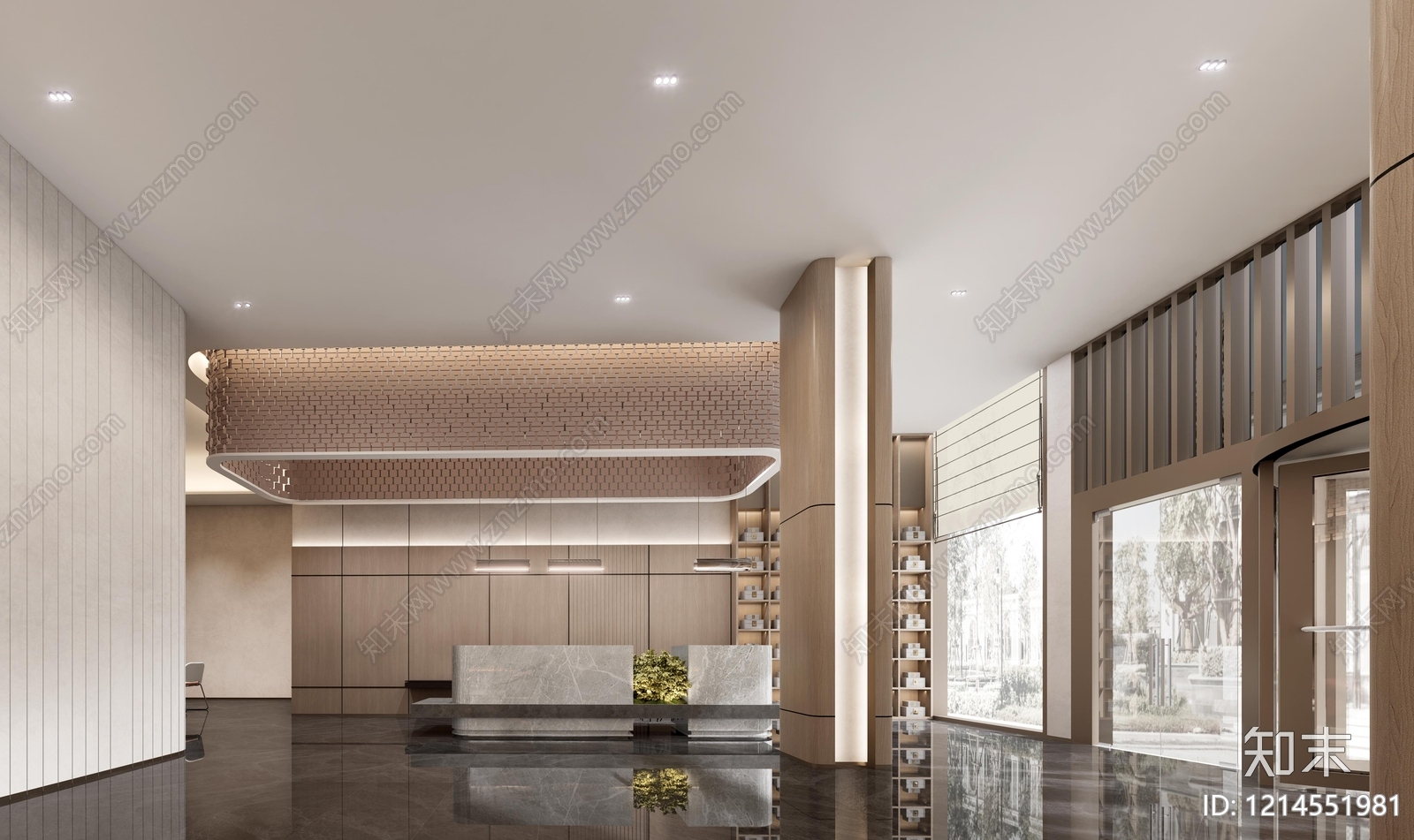 现代简约酒店大堂SU模型下载【ID:1214551981】