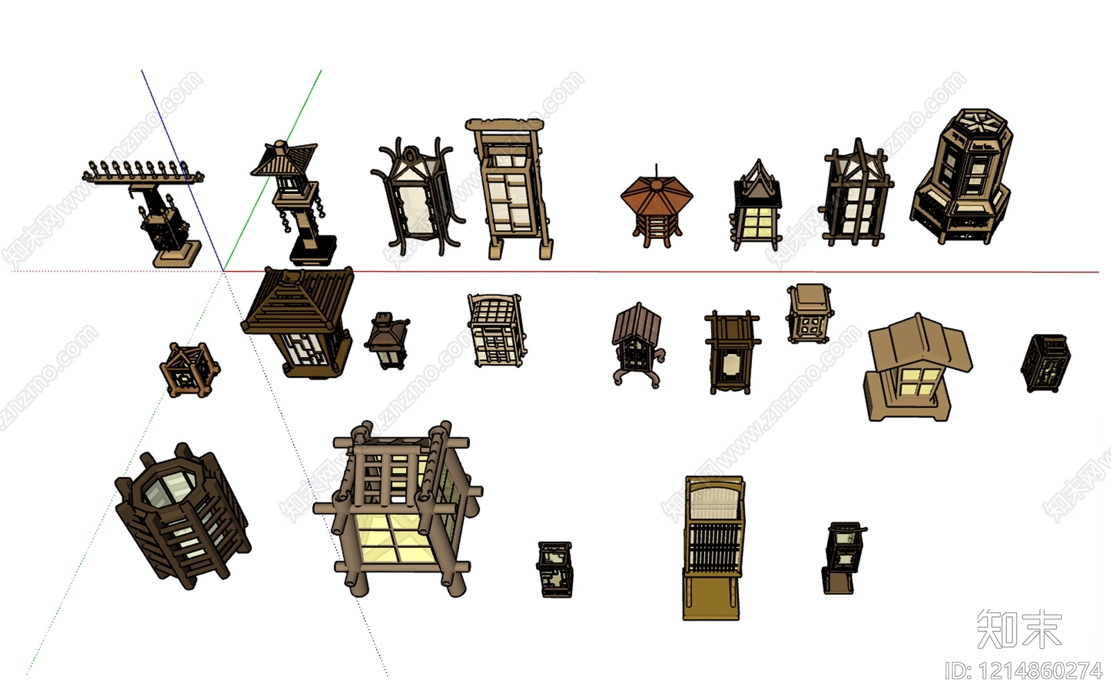 日式景观灯SU模型下载【ID:1214860274】