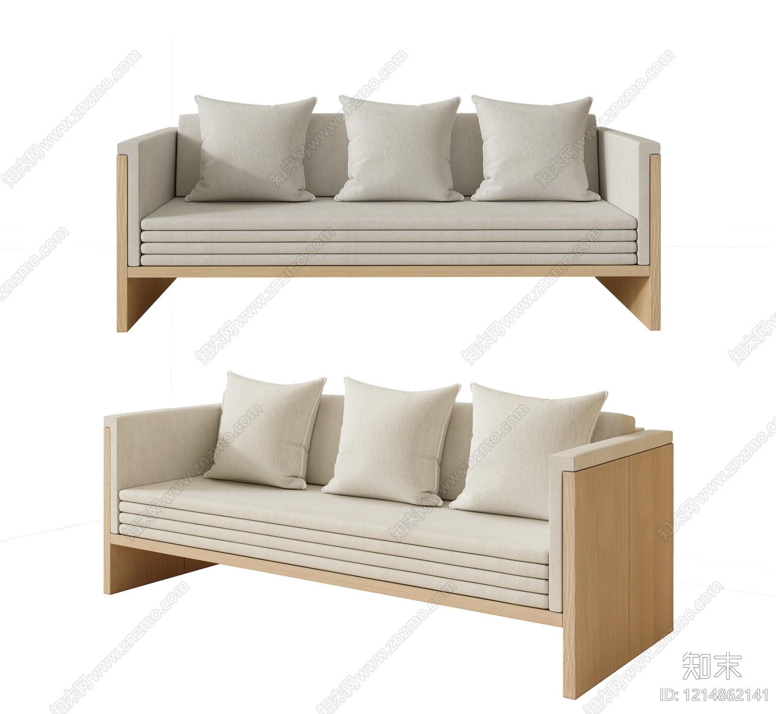 原木风三人沙发3D模型下载【ID:1214862141】