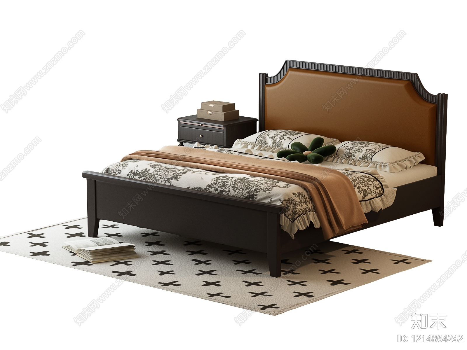 美式双人床3D模型下载【ID:1214864242】