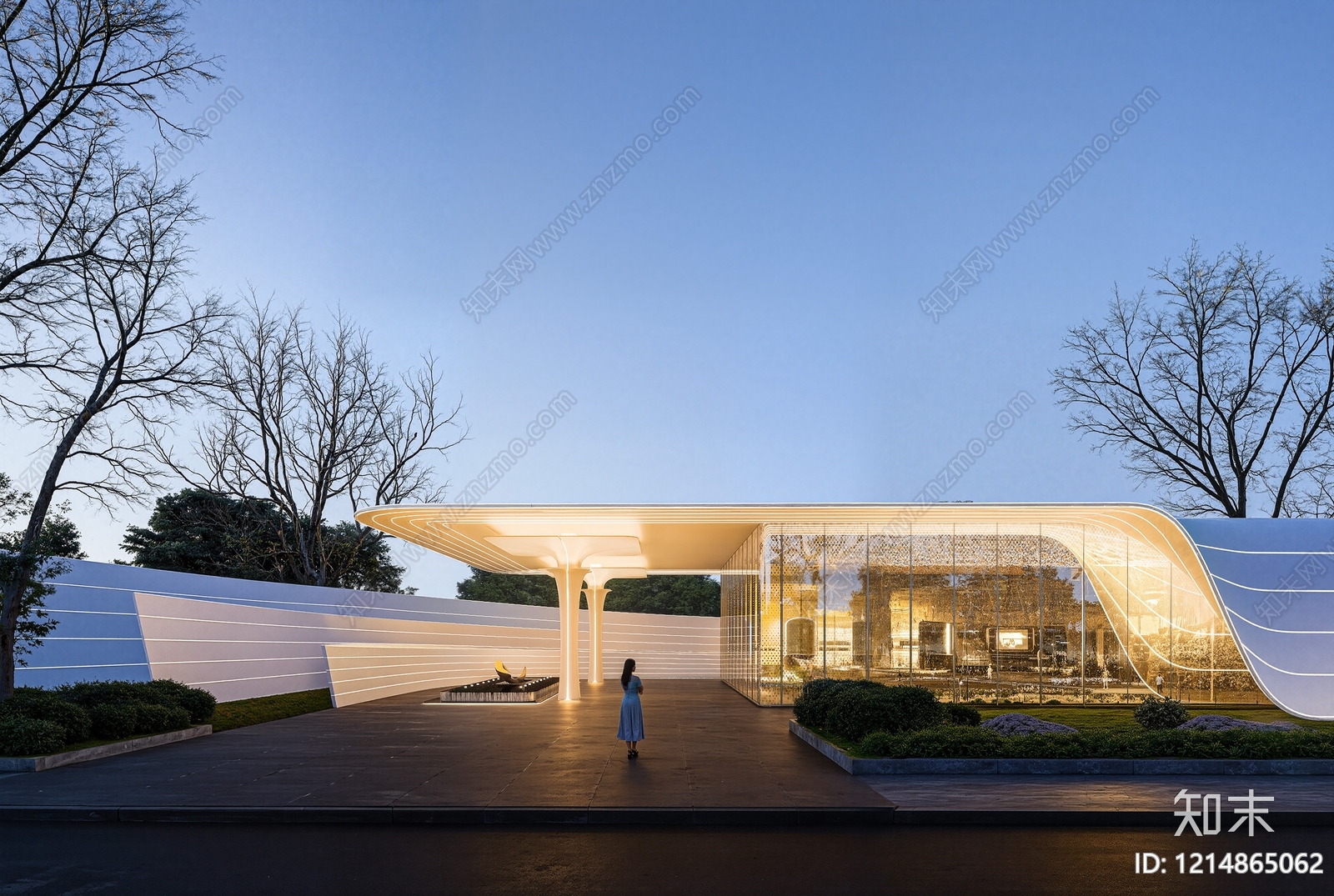 现代主义售楼处建筑SU模型下载【ID:1214865062】