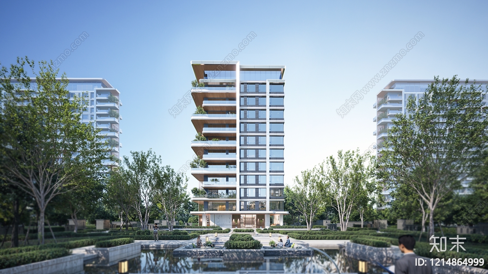 现代主义小高层住宅楼SU模型下载【ID:1214864999】