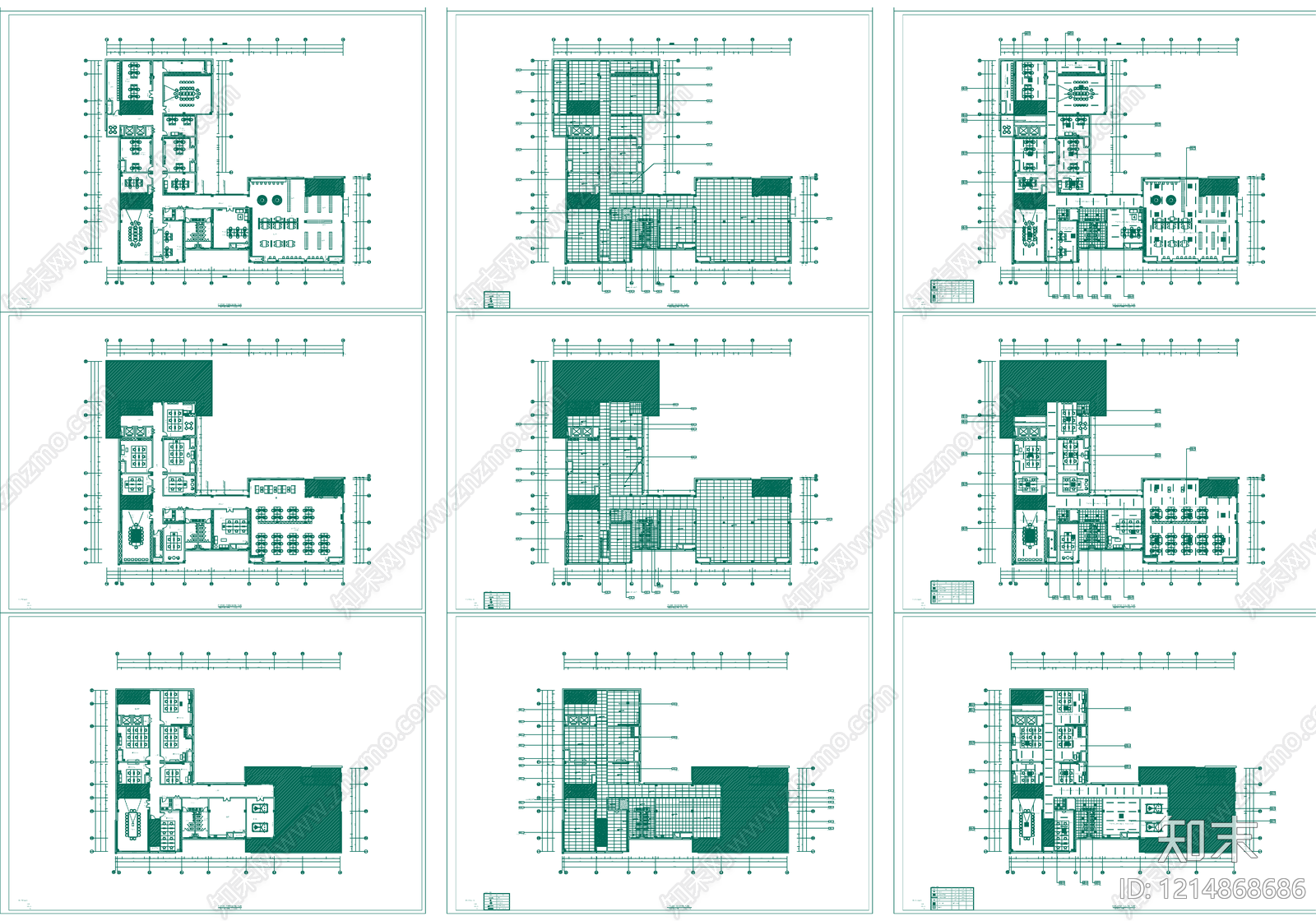 现代整体办公空间施工图下载【ID:1214868686】