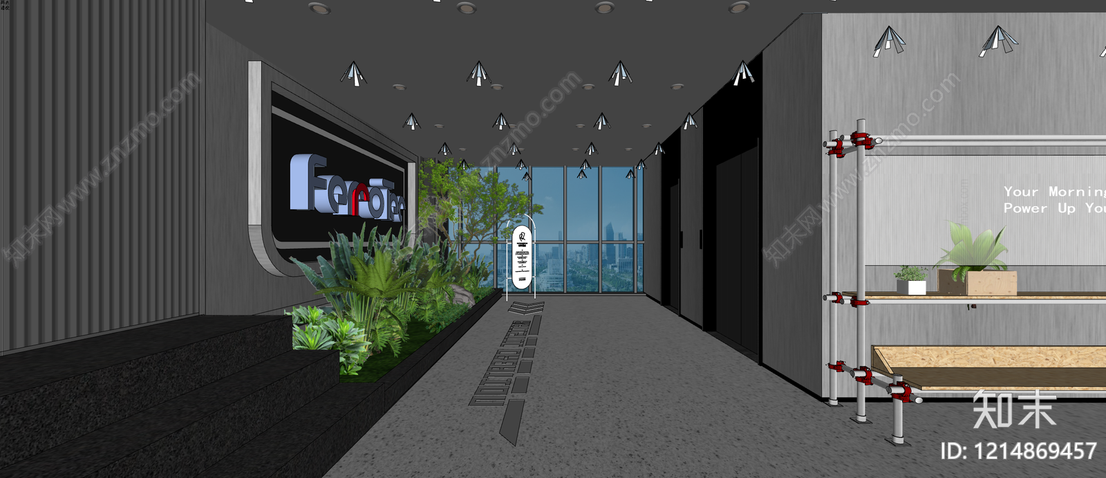 现代简约自助餐厅cad施工图下载【ID:1214869457】