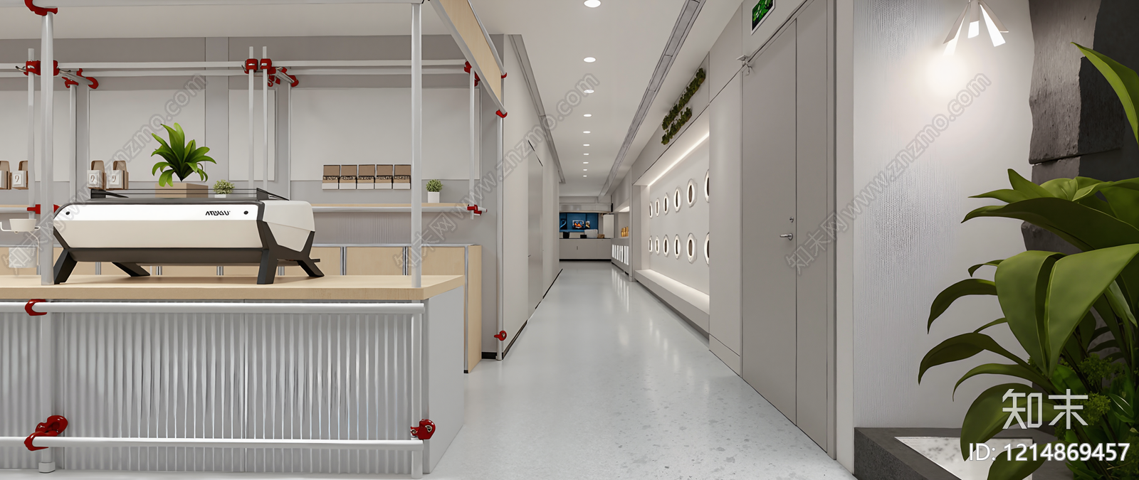 现代简约自助餐厅cad施工图下载【ID:1214869457】