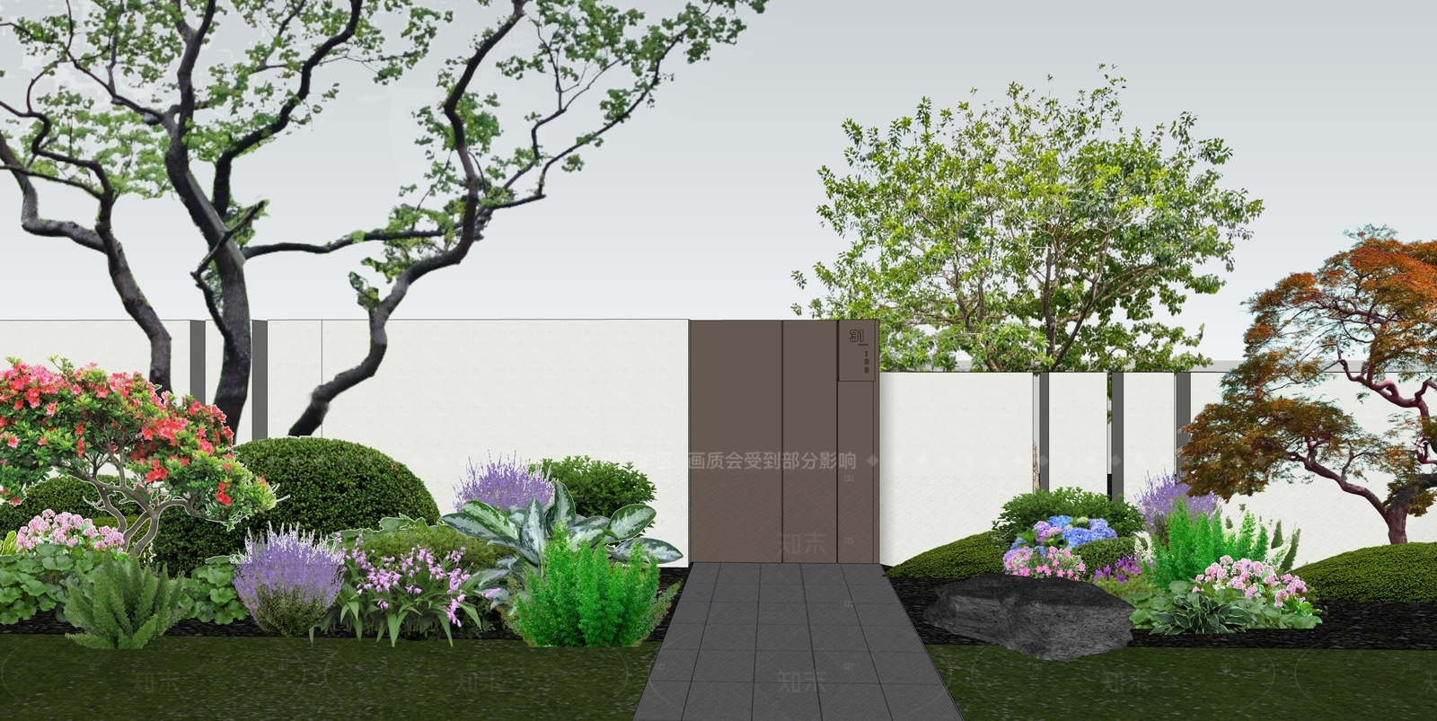 新中式景观庭院大门SU模型下载【ID:1214870327】