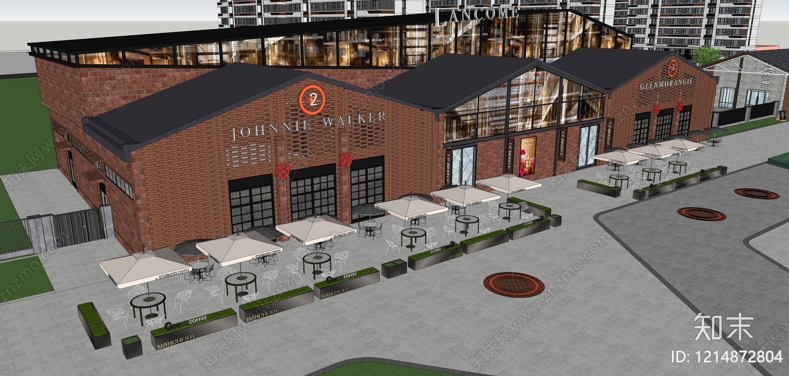 工业复古风商业街SU模型下载【ID:1214872804】