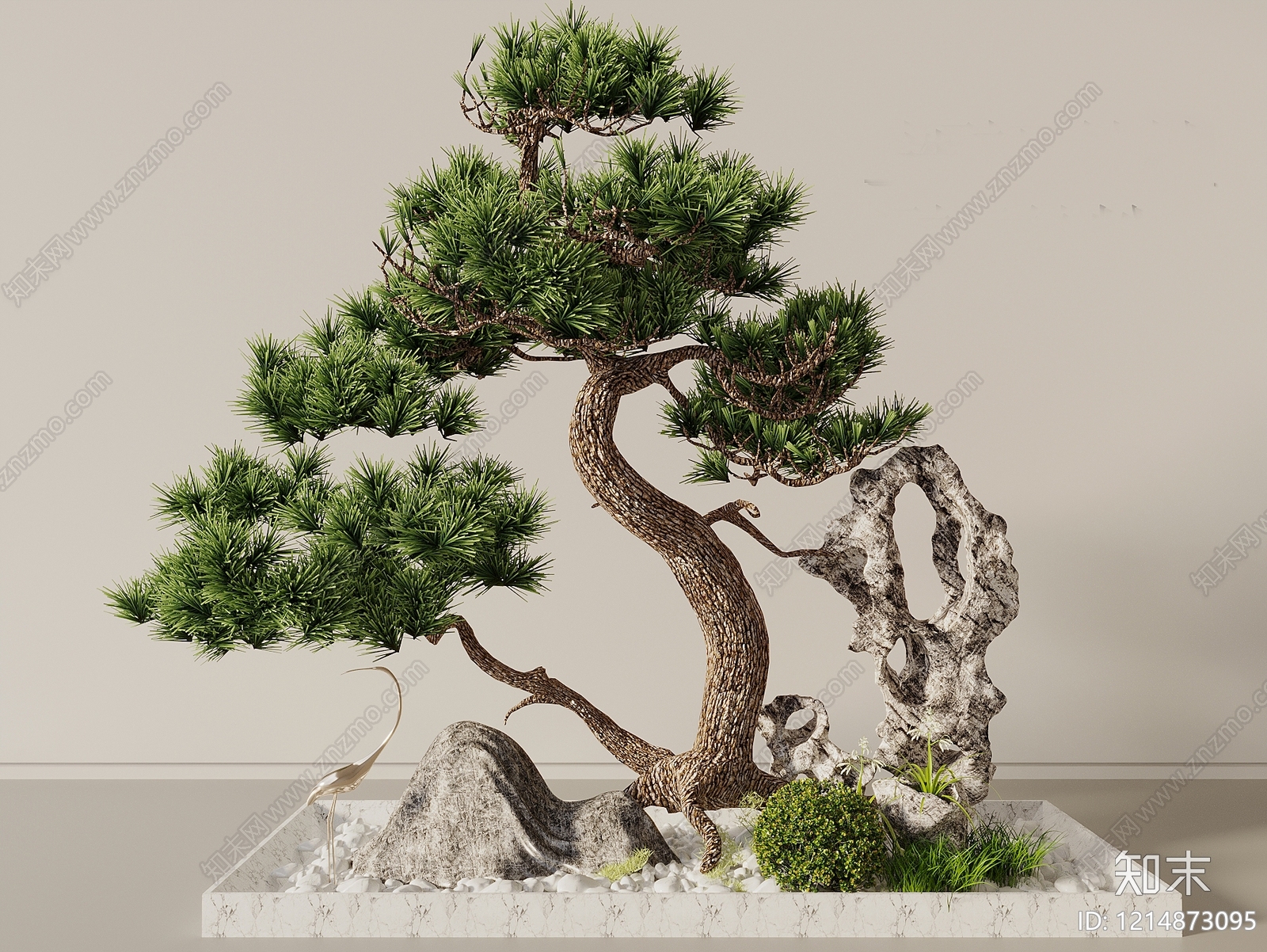 新中式景观植物组合SU模型下载【ID:1214873095】