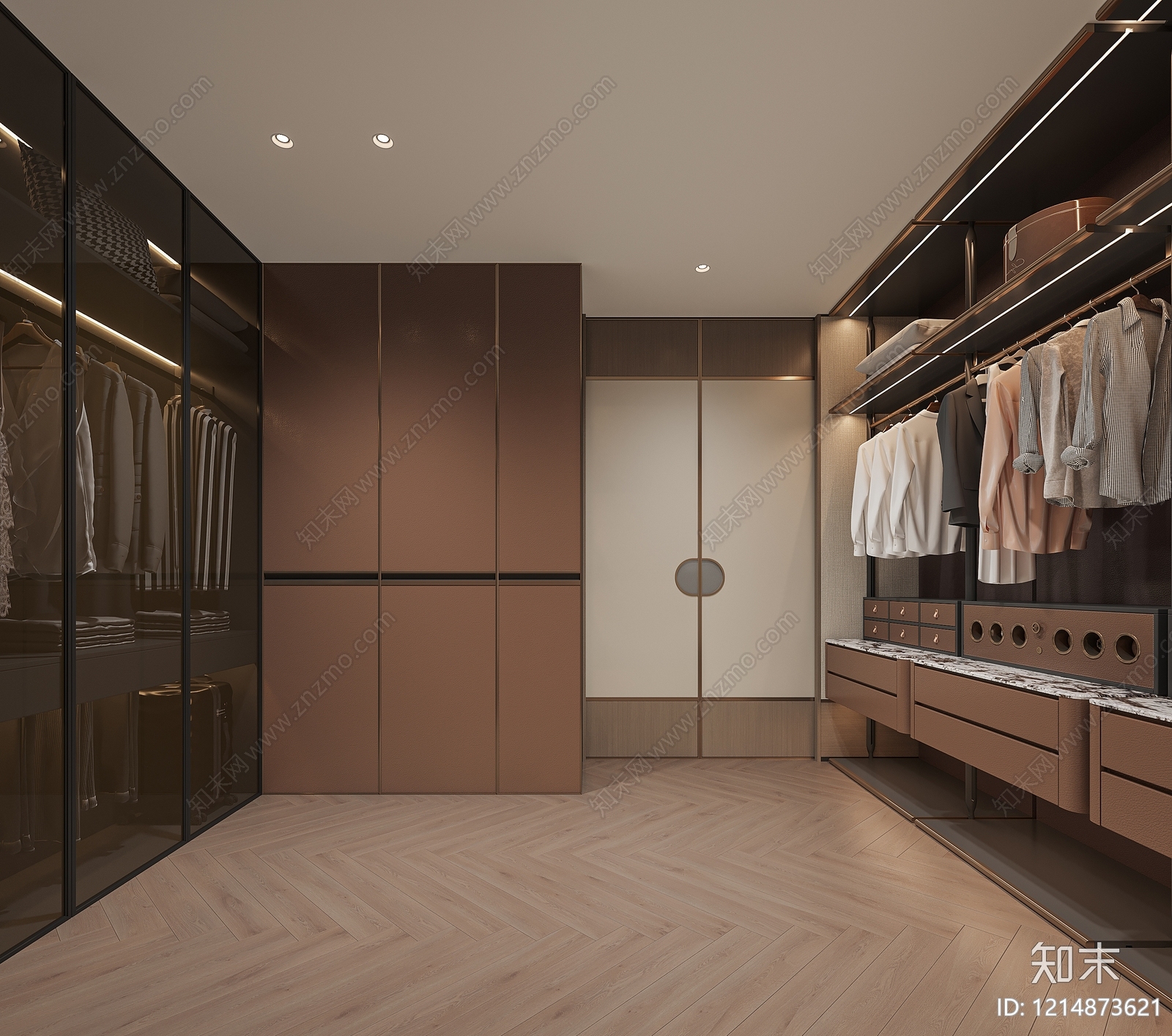意式轻奢衣帽间3D模型下载【ID:1214873621】
