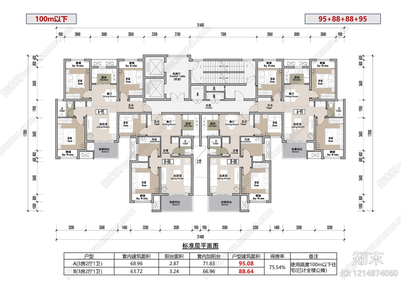 三居施工图下载【ID:1214874060】