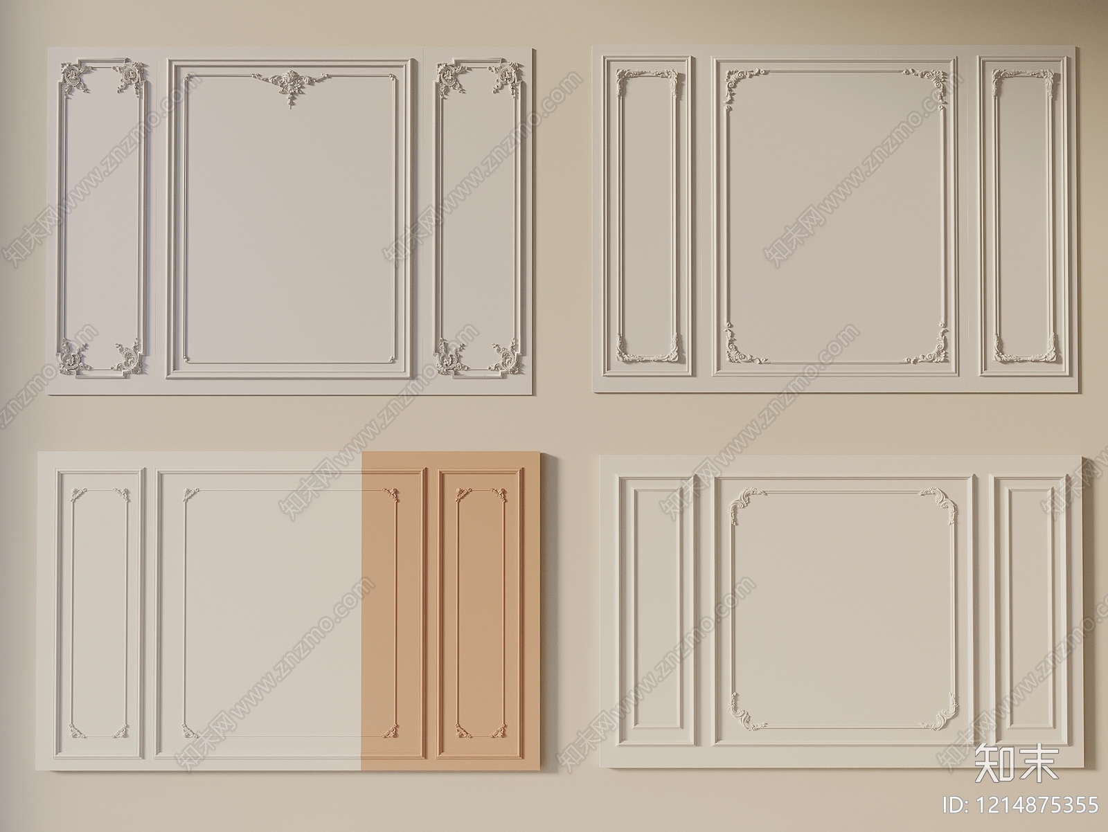 法式沙发背景墙3D模型下载【ID:1214875355】