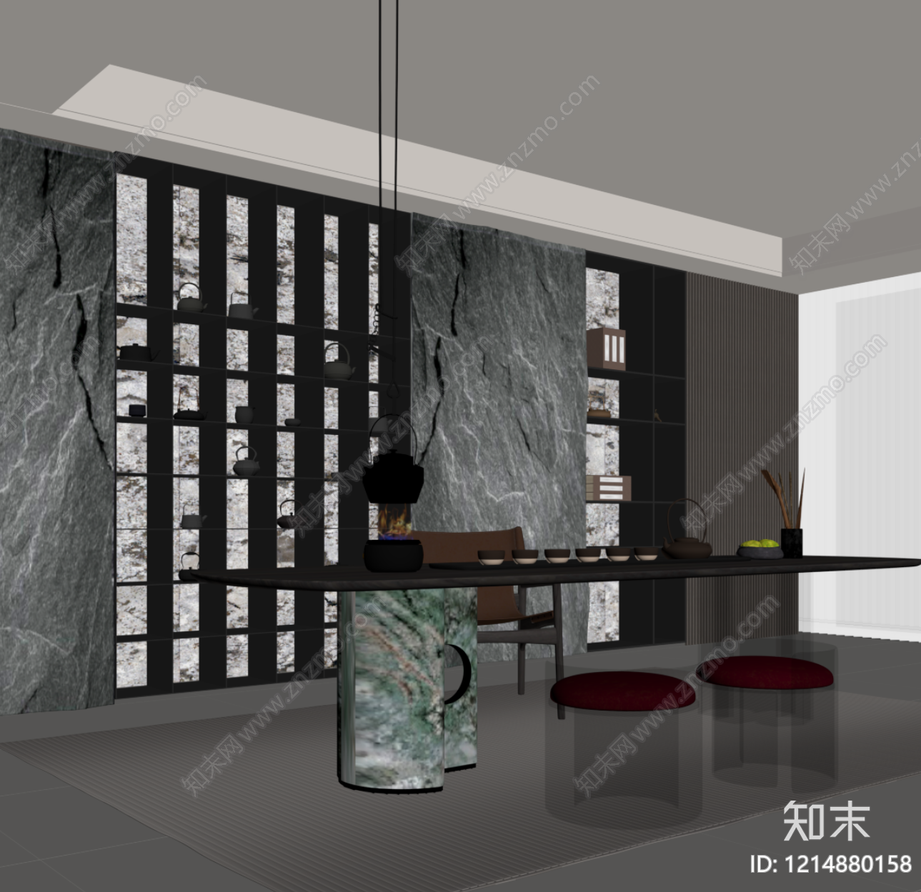 现代茶室SU模型下载【ID:1214880158】