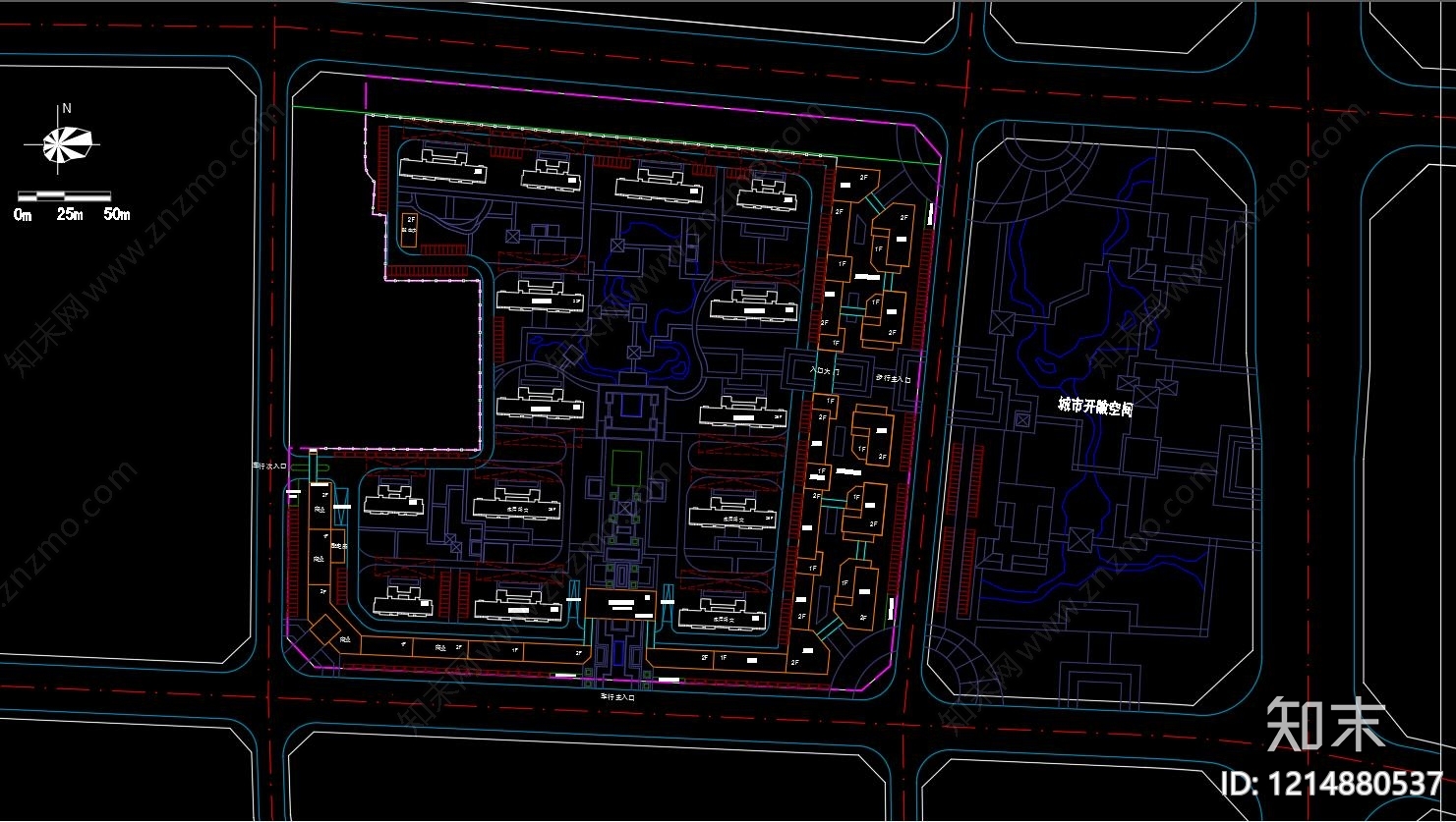 新中式住宅楼建筑cad施工图下载【ID:1214880537】