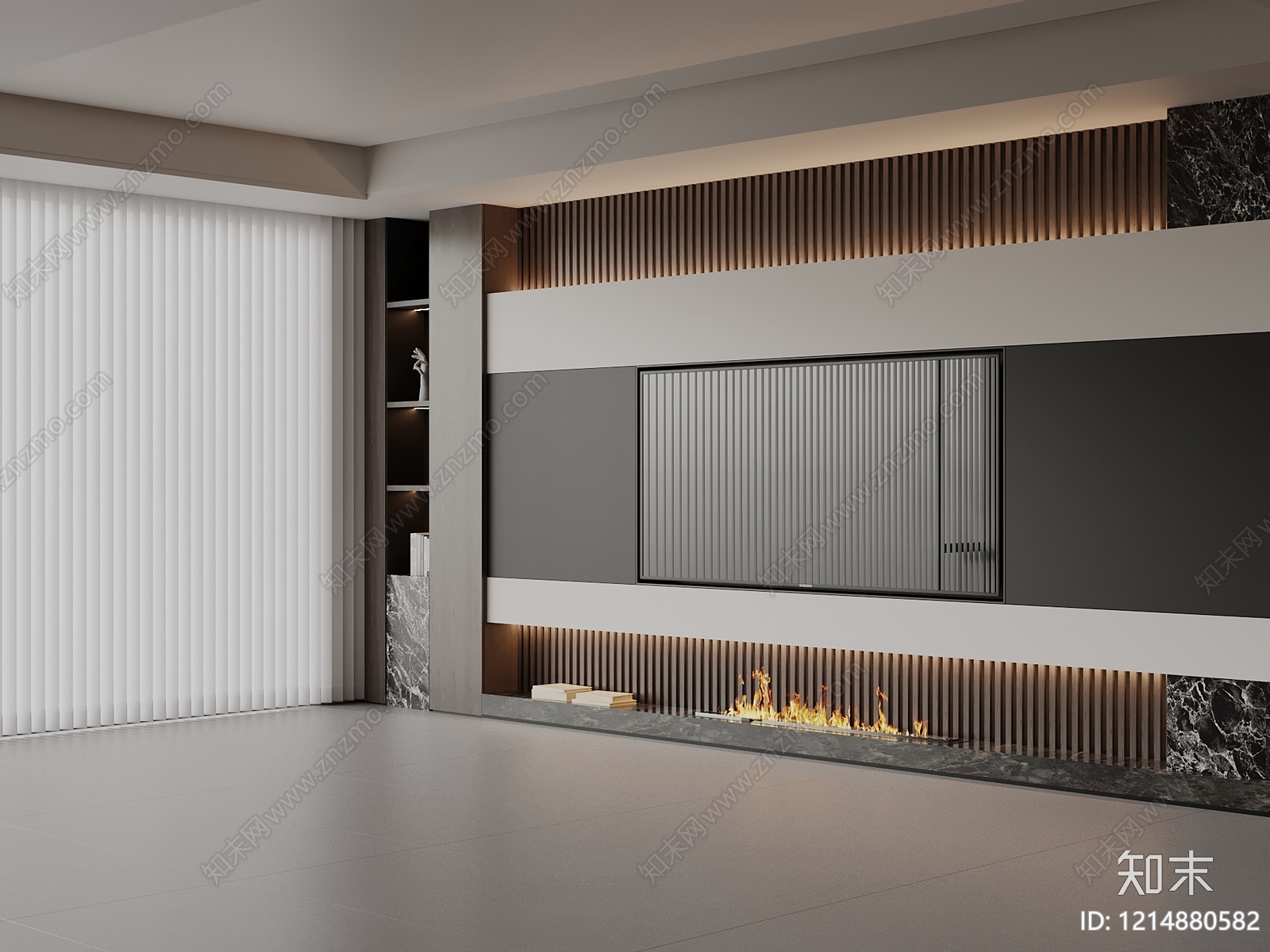 现代极简电视背景墙3D模型下载【ID:1214880582】