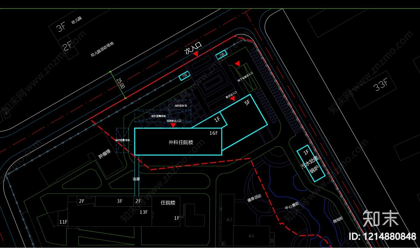 现代医院建筑cad施工图下载【ID:1214880848】
