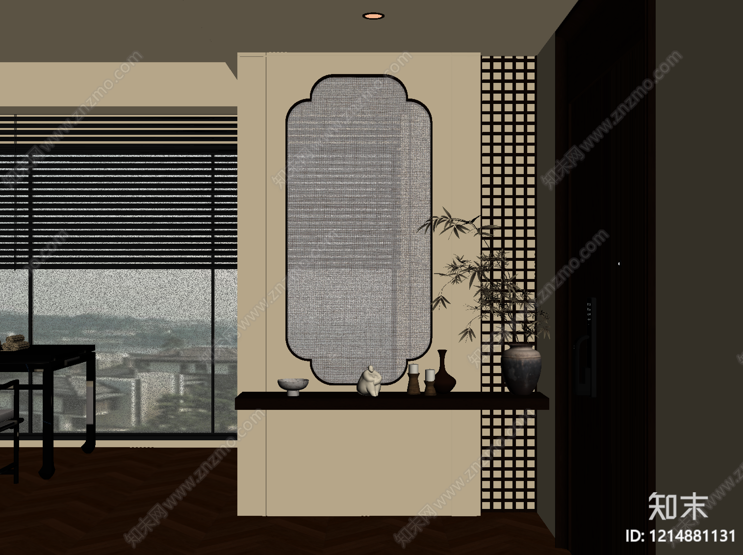 新中式玄关SU模型下载【ID:1214881131】