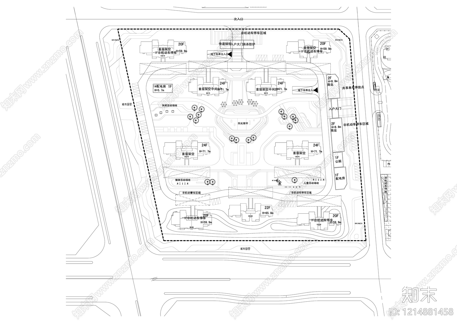 新中式住宅楼建筑cad施工图下载【ID:1214881458】