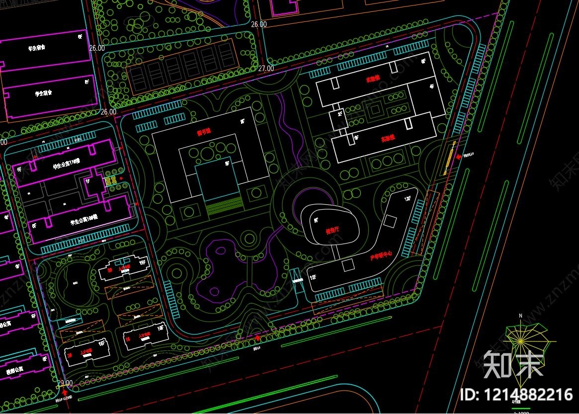 现代学校建筑cad施工图下载【ID:1214882216】