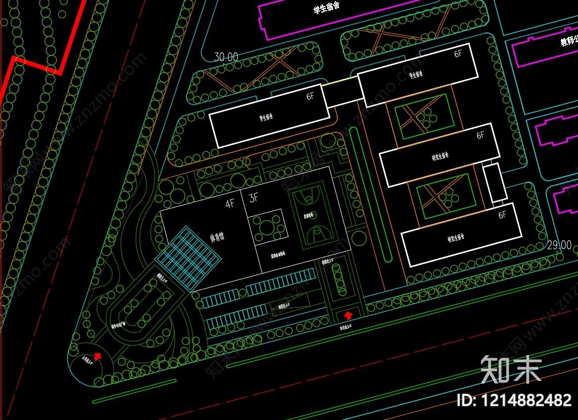 现代学校建筑cad施工图下载【ID:1214882482】