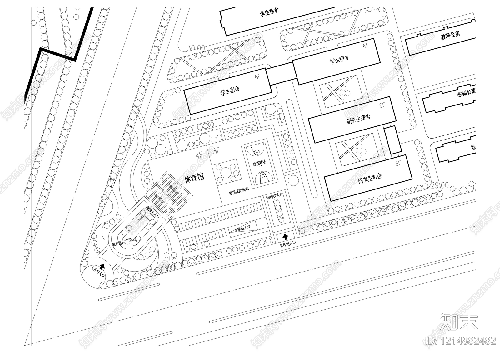 现代学校建筑cad施工图下载【ID:1214882482】