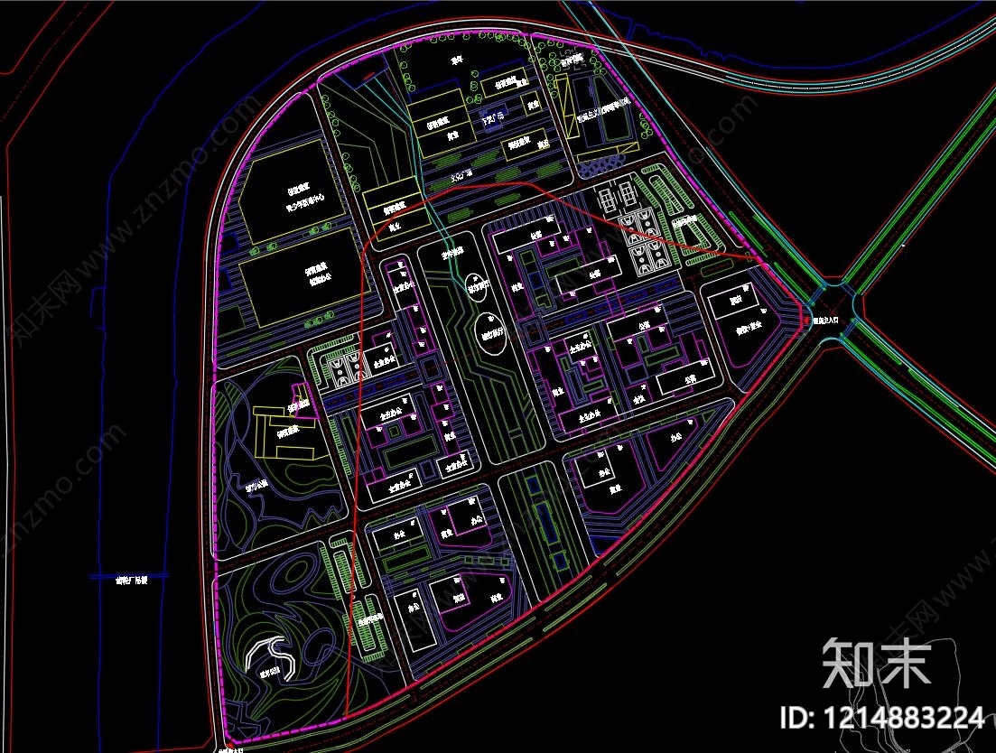 现代产业园建筑施工图下载【ID:1214883224】