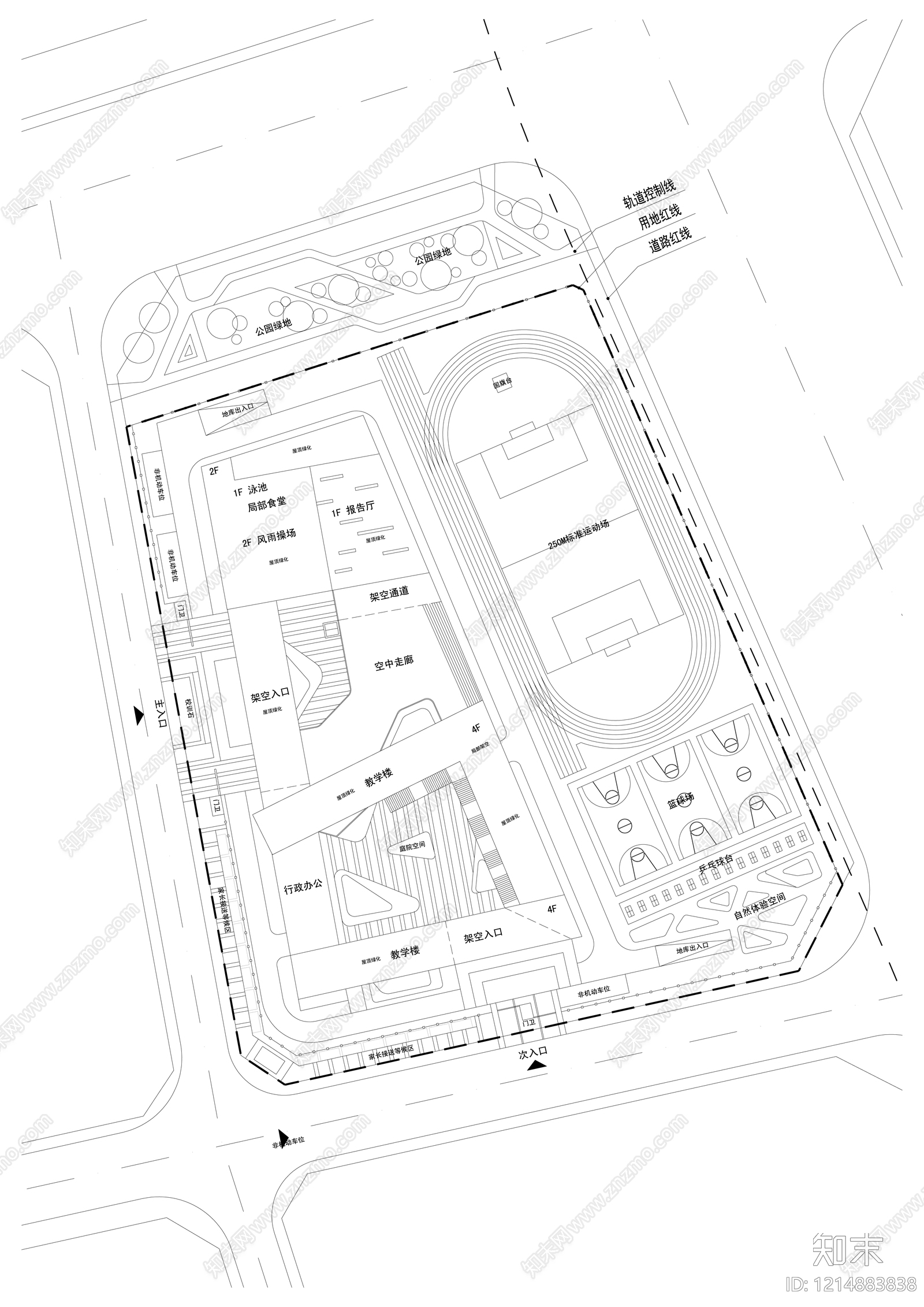 现代学校建筑cad施工图下载【ID:1214883838】