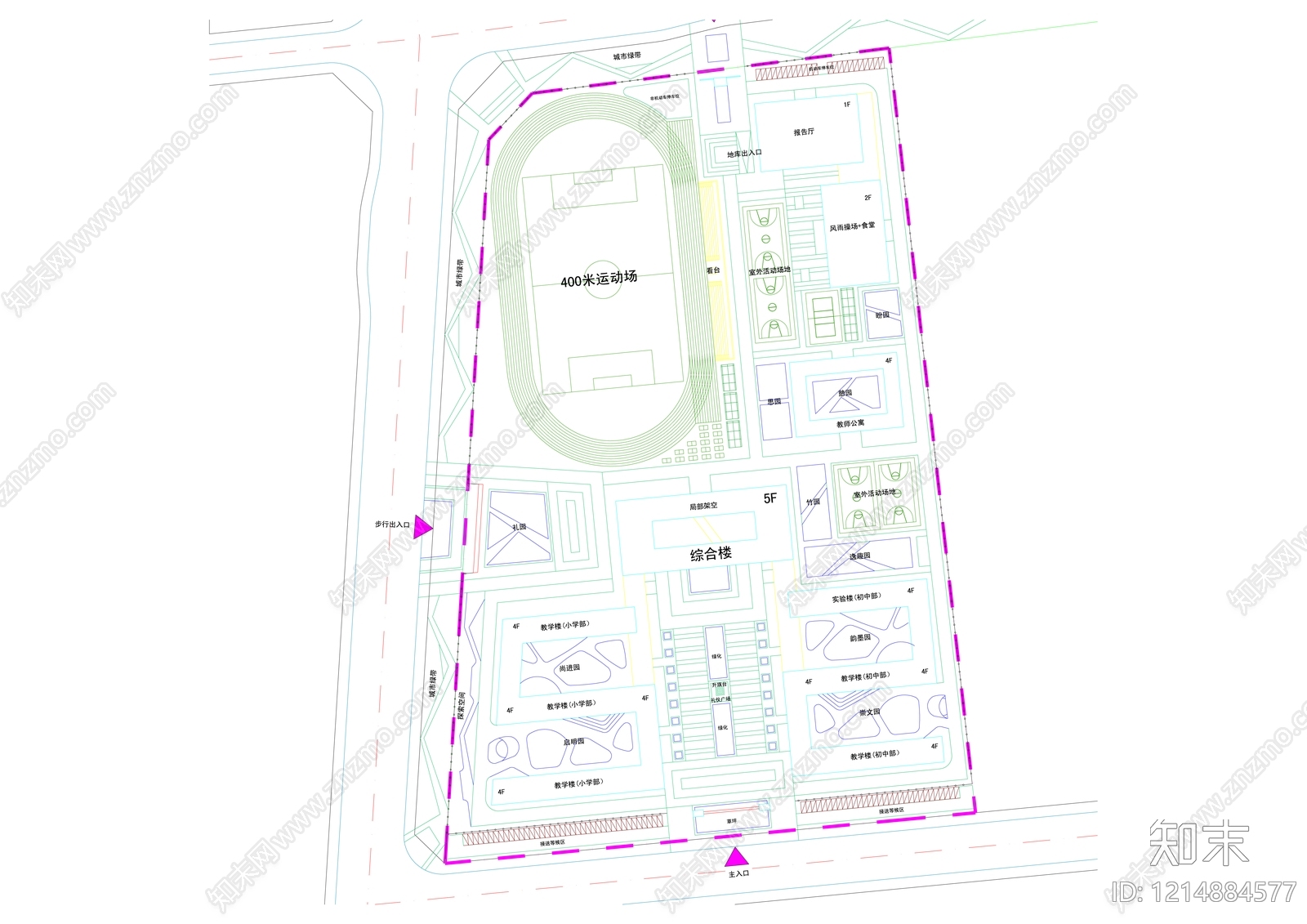 现代学校建筑cad施工图下载【ID:1214884577】