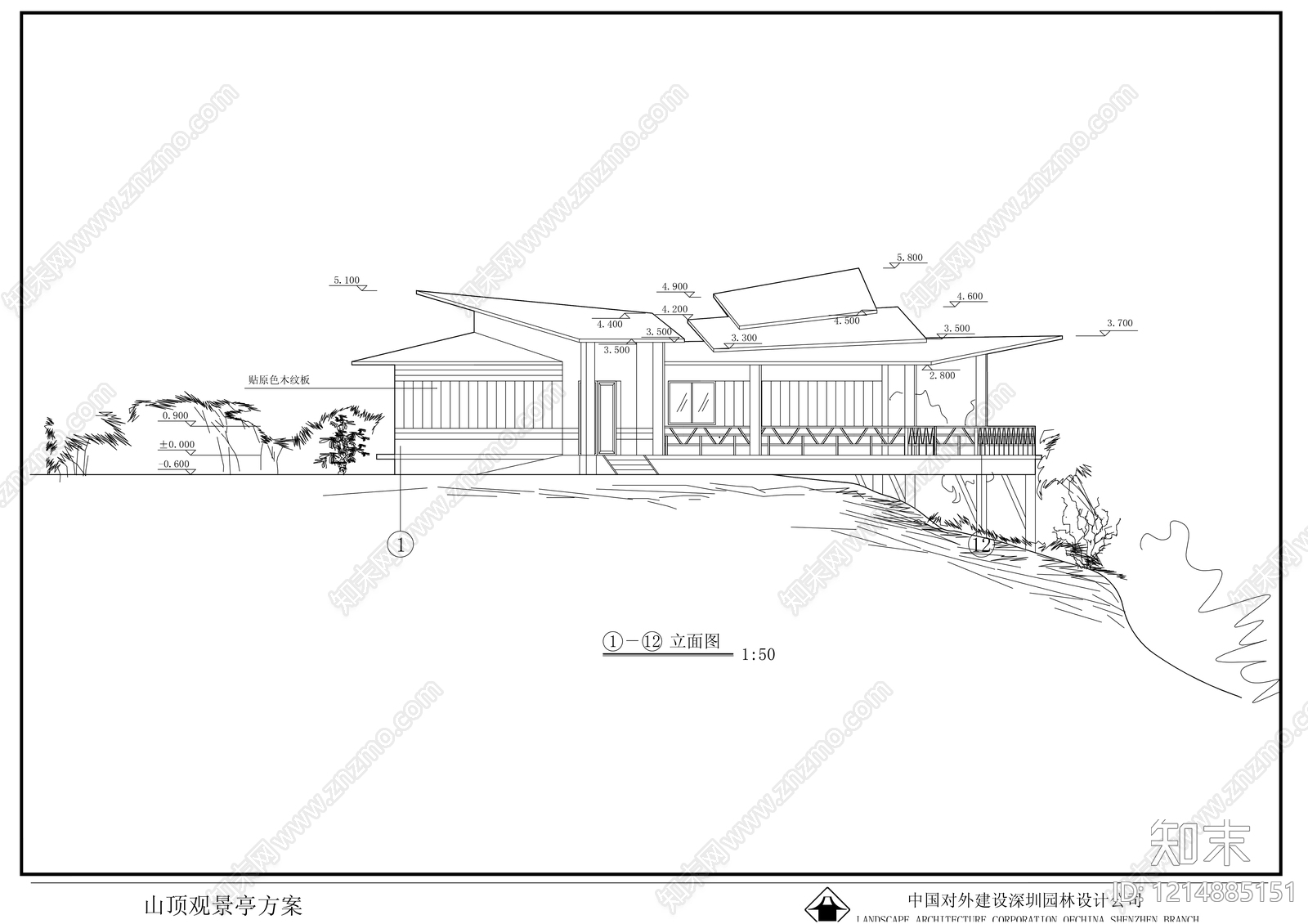 中式亭子cad施工图下载【ID:1214885151】
