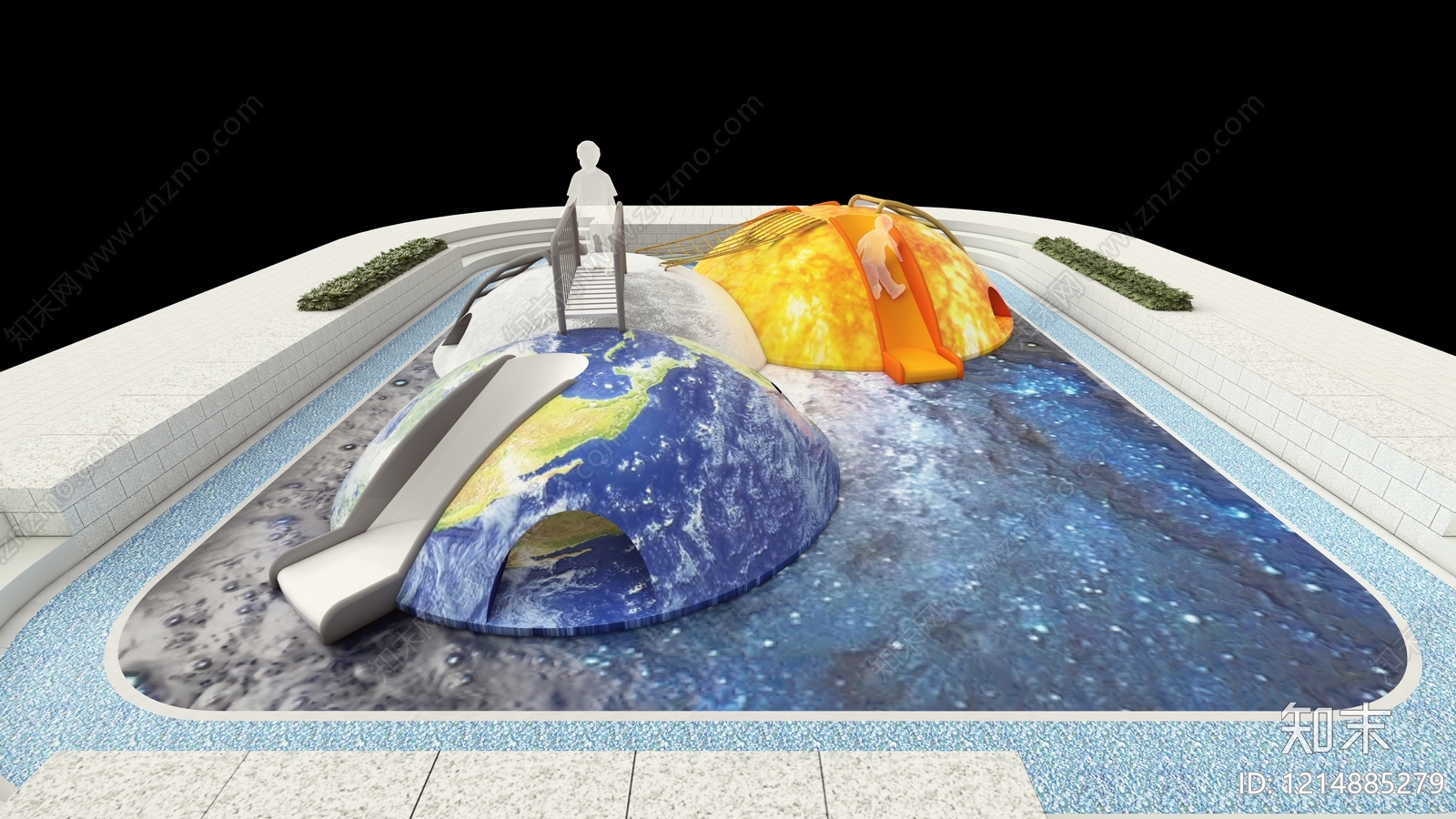 宇宙主题童趣风格公园绿地装置SU模型下载【ID:1214885279】