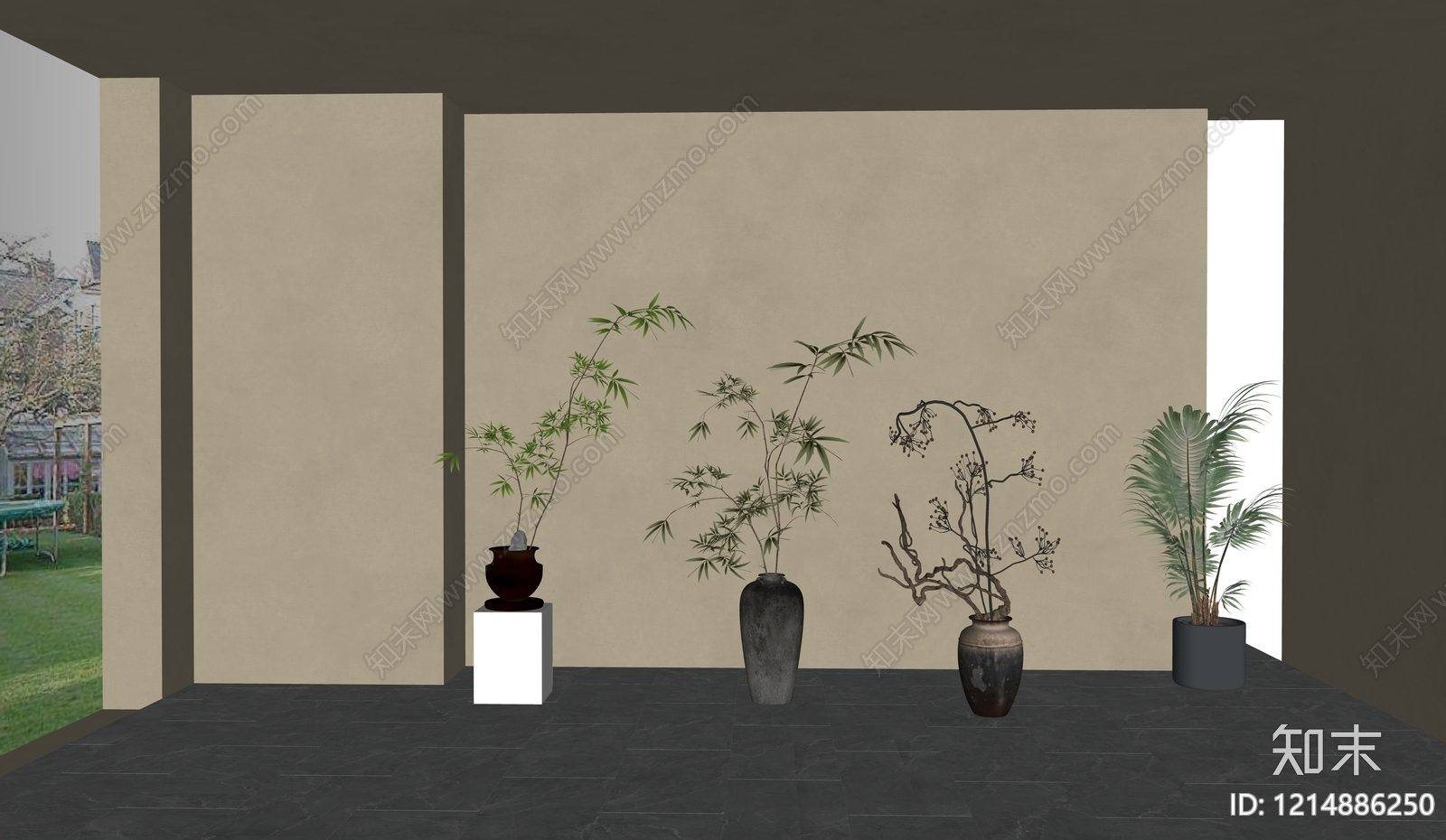 新中式艺术展厅SU模型下载【ID:1214886250】