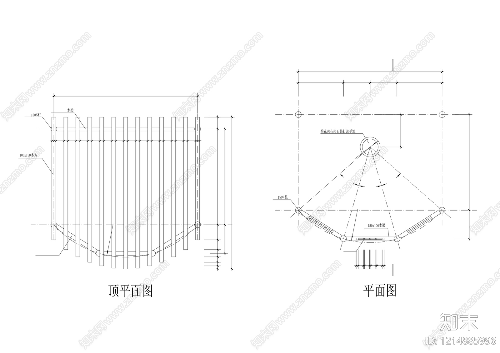 现代亭子cad施工图下载【ID:1214885996】