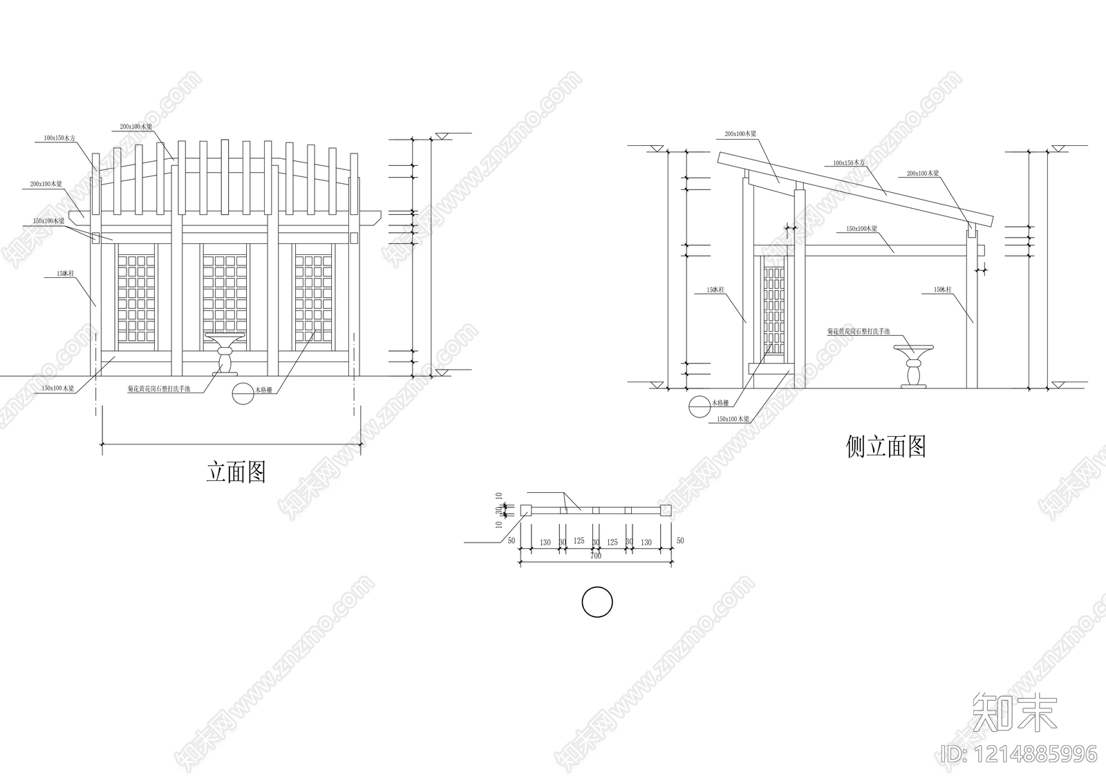 现代亭子cad施工图下载【ID:1214885996】